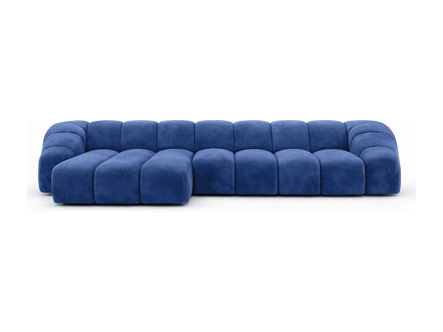 Divano angolare modulare a L, tessuto velluto Bluvel, blu inchiostro, sinistra, CROISSANT XL