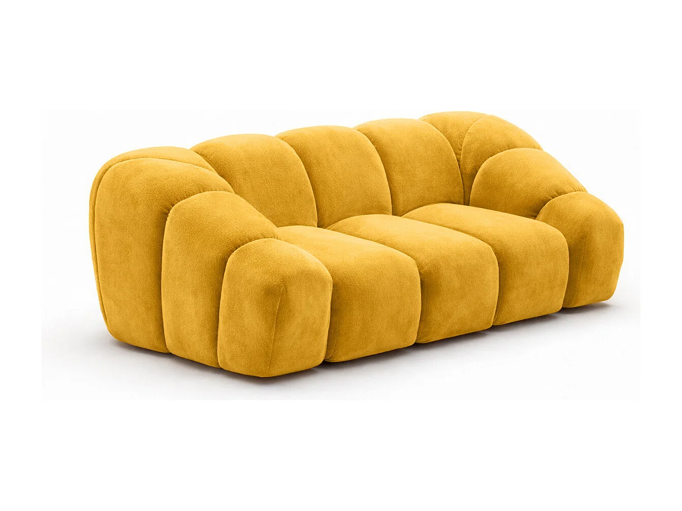 Divano modulare 2 posti, tessuto velluto Bluvel, dorato, CROISSANT