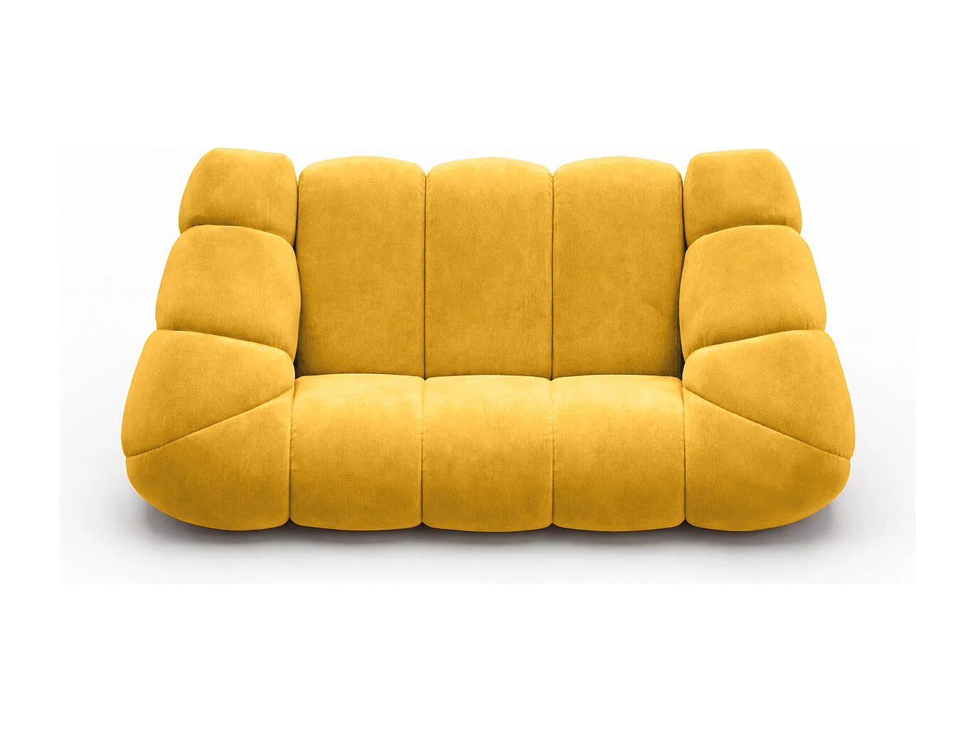 Divano modulare 2 posti, tessuto velluto Bluvel, dorato, CROISSANT