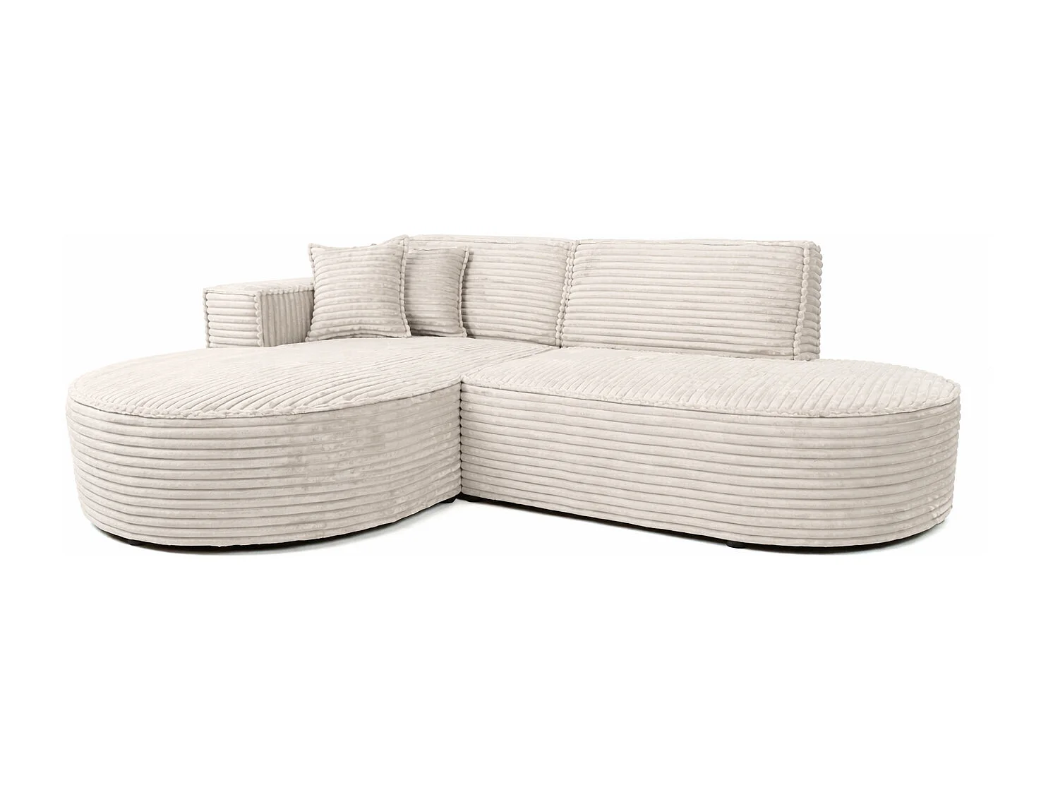 Ecksofa L-Form, Cordstoff Velo, Ecru, Links, Modena Studio