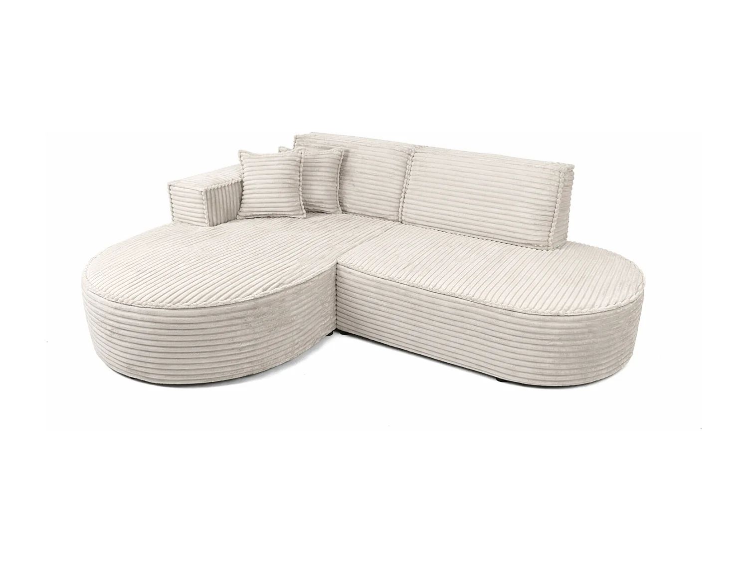 Ecksofa L-Form, Cordstoff Velo, Ecru, Links, Modena Studio
