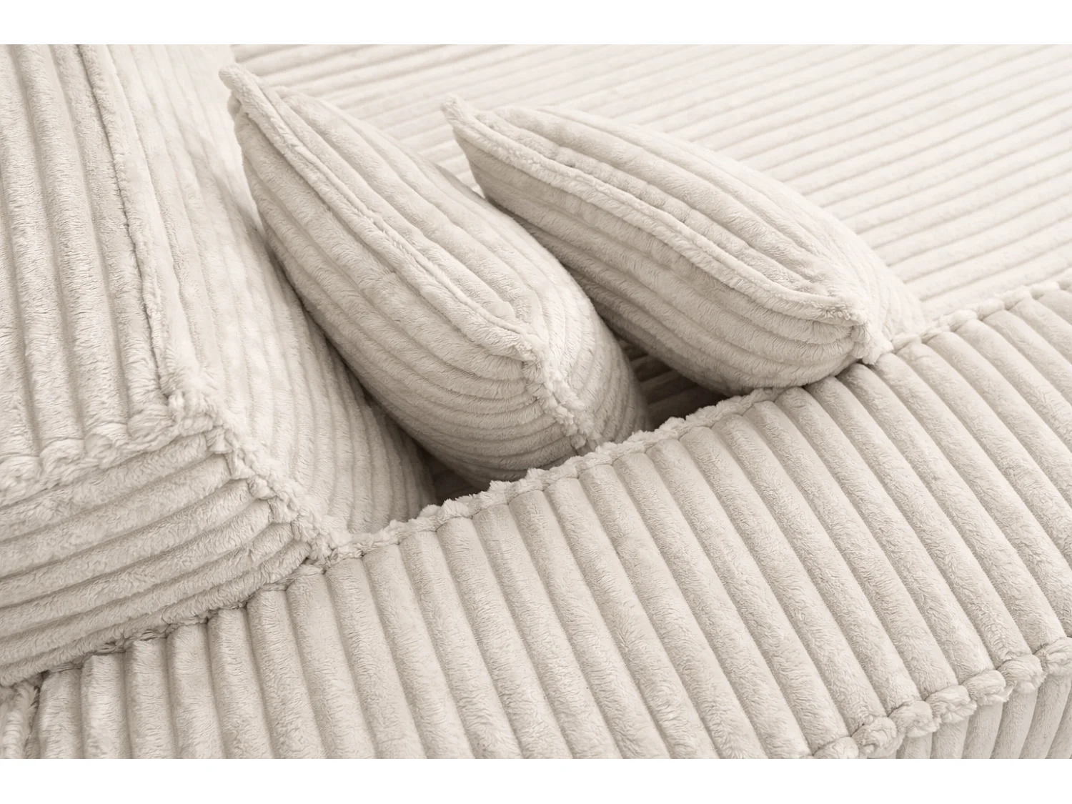 Ecksofa L-Form, Cordstoff Velo, Ecru, Links, Modena Studio