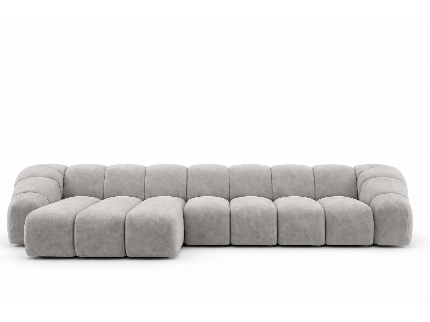 Divano angolare modulare a L, tessuto velluto Bluvel, grigio, sinistra, CROISSANT XL