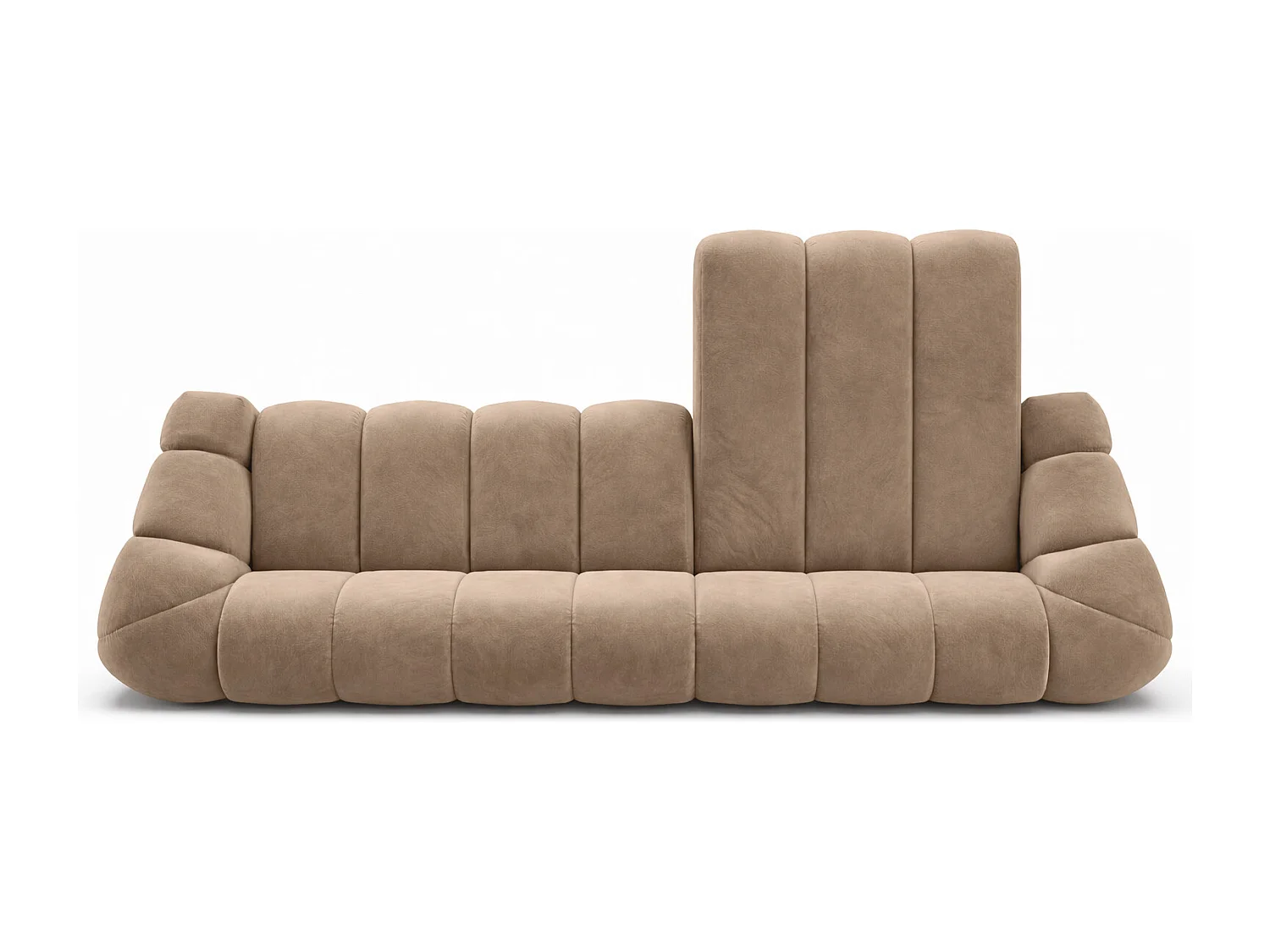 Divano angolare modulare a L, tessuto velluto Bluvel, latte, destra, CROISSANT XL