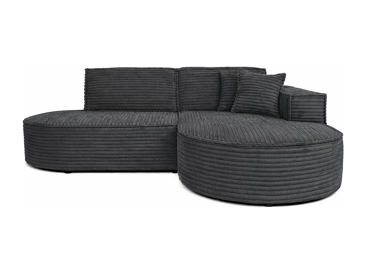 Ecksofa L-Form, Cordstoff Velo, Dunkelgrau, Rechts, Modena Studio