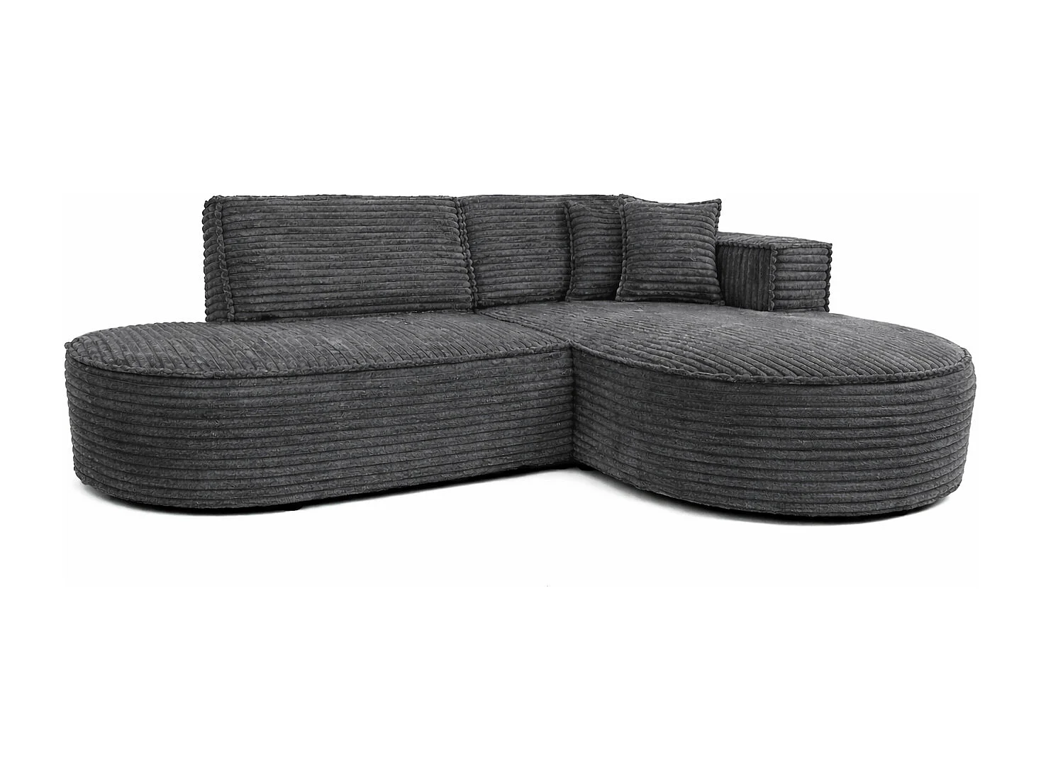 Ecksofa L-Form, Cordstoff Velo, Dunkelgrau, Rechts, Modena Studio