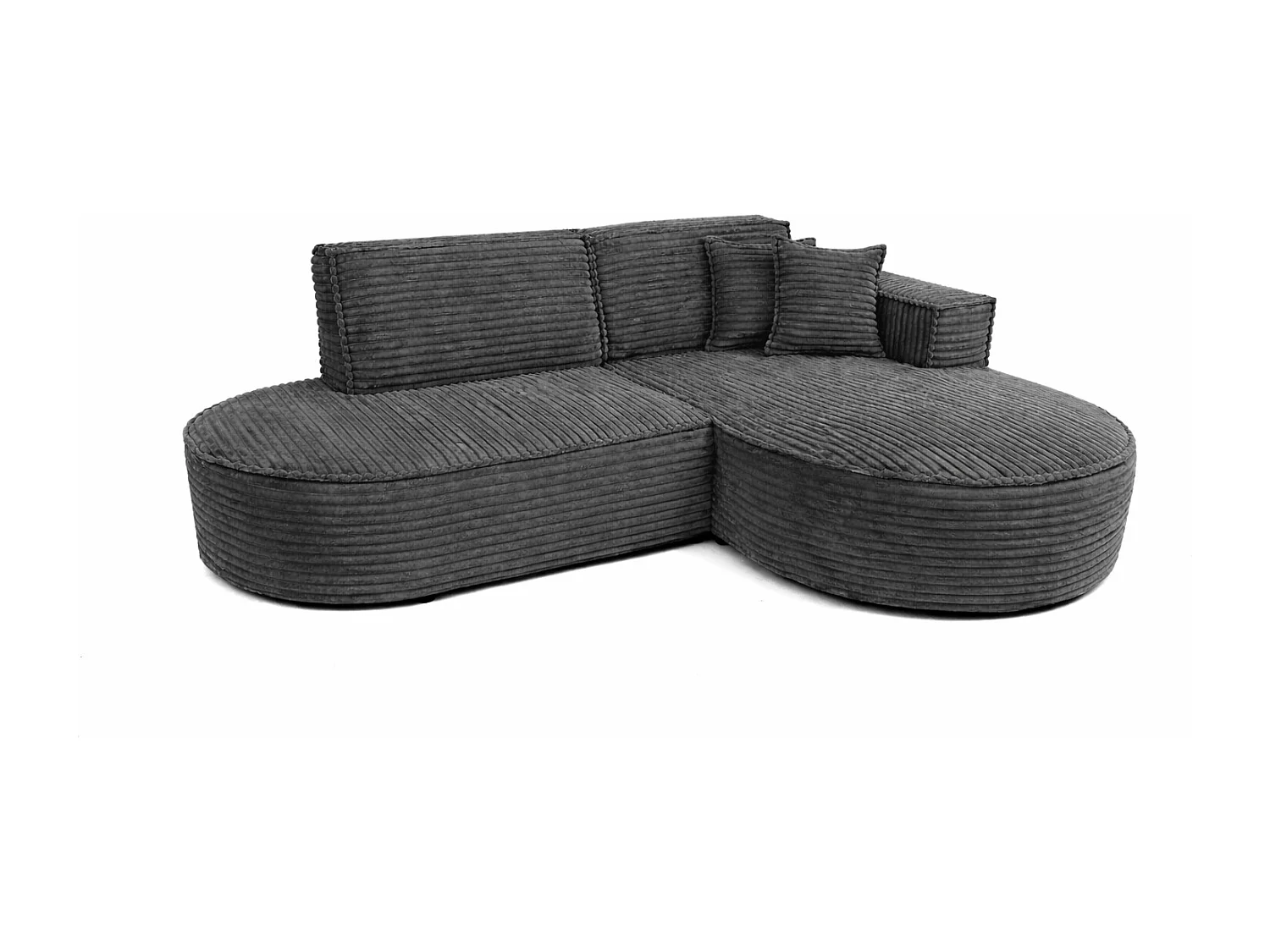 Ecksofa L-Form, Cordstoff Velo, Dunkelgrau, Rechts, Modena Studio