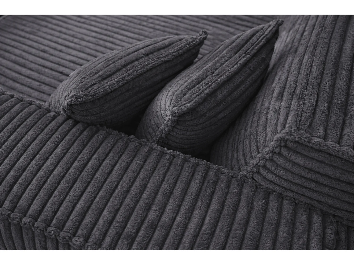 Ecksofa L-Form, Cordstoff Velo, Dunkelgrau, Rechts, Modena Studio