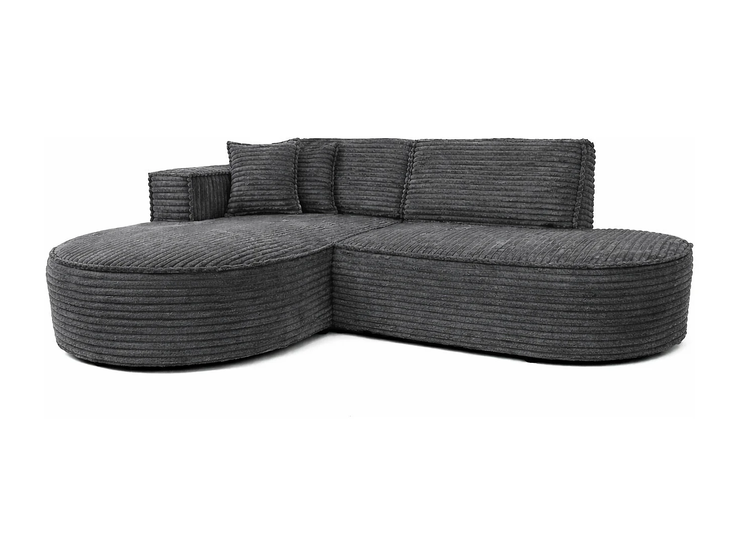 Ecksofa L-Form, Cordstoff Velo, Dunkelgrau, Links, Modena Studio