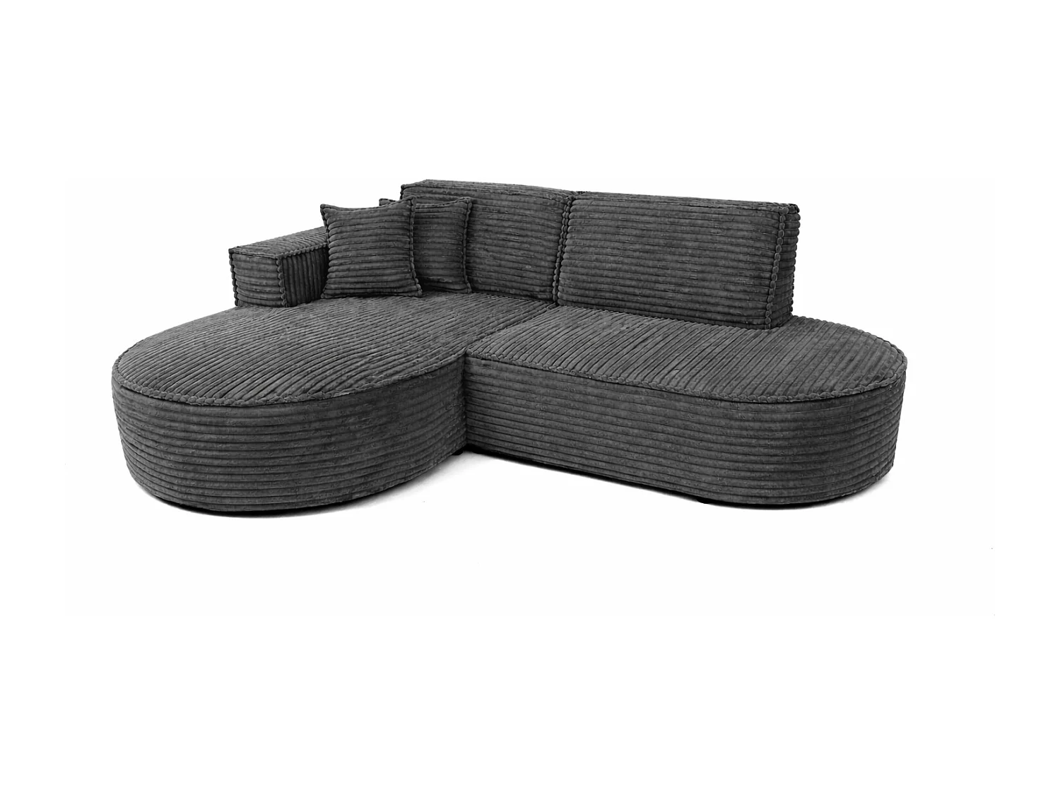 Ecksofa L-Form, Cordstoff Velo, Dunkelgrau, Links, Modena Studio