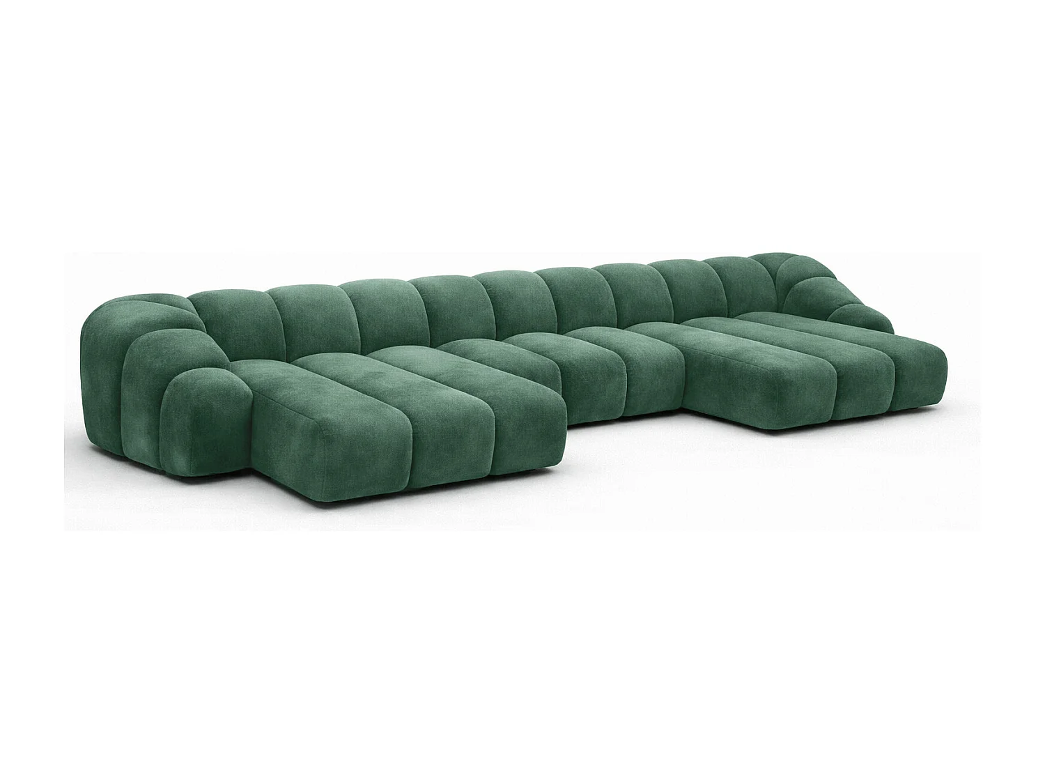 Narożnik modułowy w kształcie U, tkanina welurowa Bluvel, Zielony, CROISSANT U