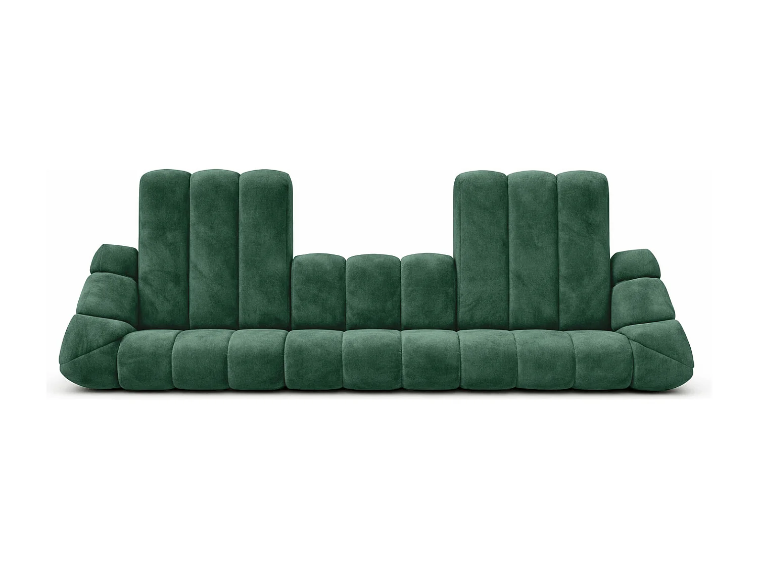 Narożnik modułowy w kształcie U, tkanina welurowa Bluvel, Zielony, CROISSANT U