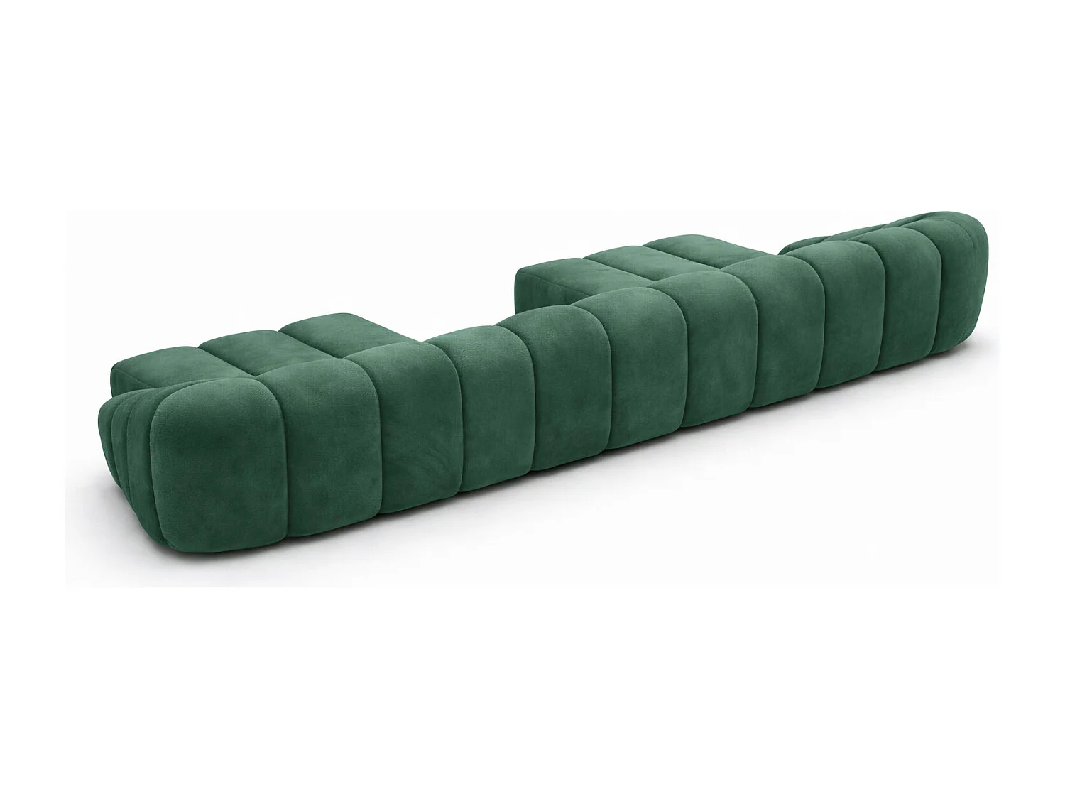 Narożnik modułowy w kształcie U, tkanina welurowa Bluvel, Zielony, CROISSANT U