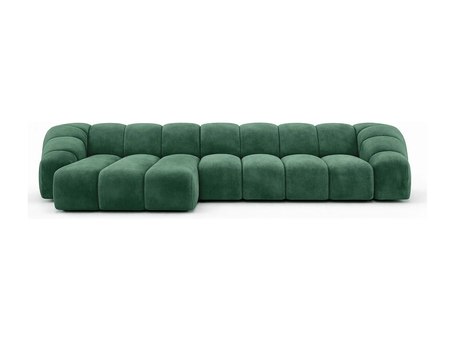 Divano angolare modulare a L, tessuto velluto Bluvel, verde, sinistra, CROISSANT XL