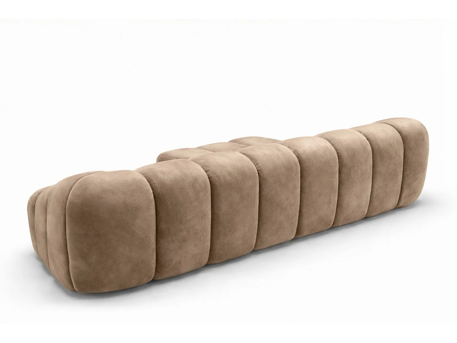 Divano angolare modulare a L, tessuto velluto Bluvel, latte, sinistra, CROISSANT L