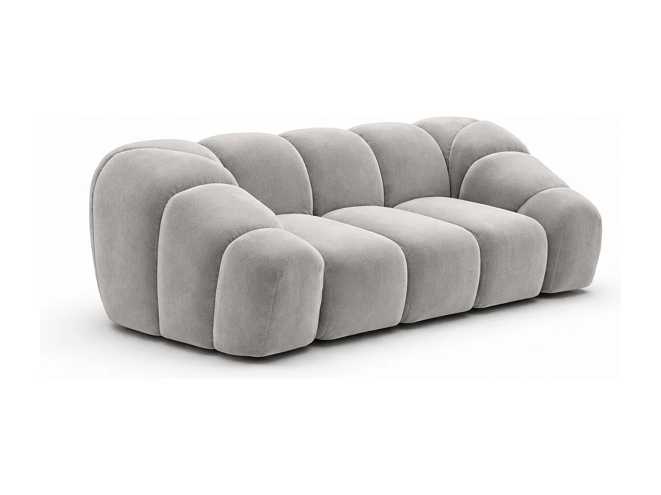 Divano modulare 2 posti, tessuto velluto Bluvel, grigio, CROISSANT