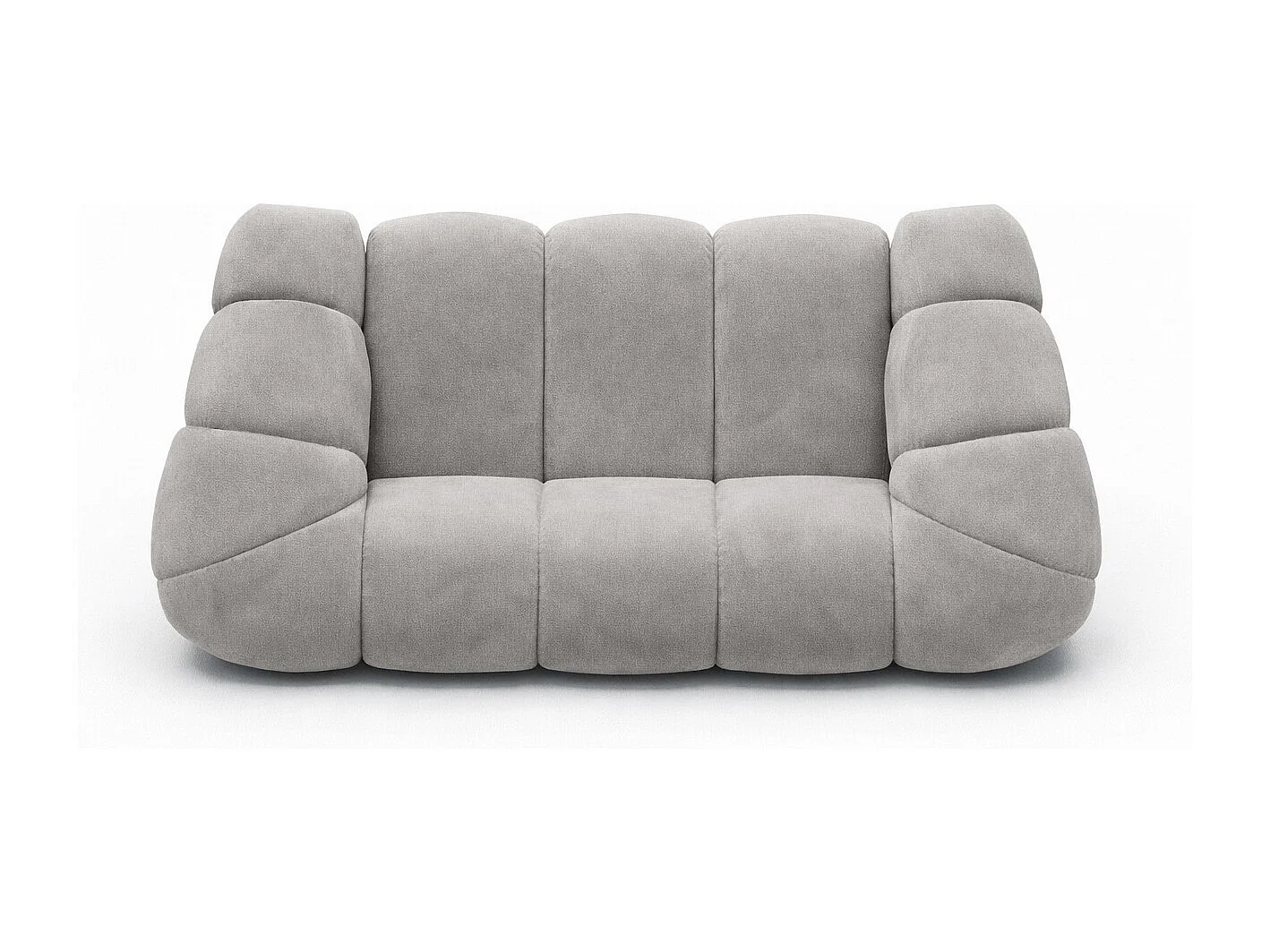 Divano modulare 2 posti, tessuto velluto Bluvel, grigio, CROISSANT