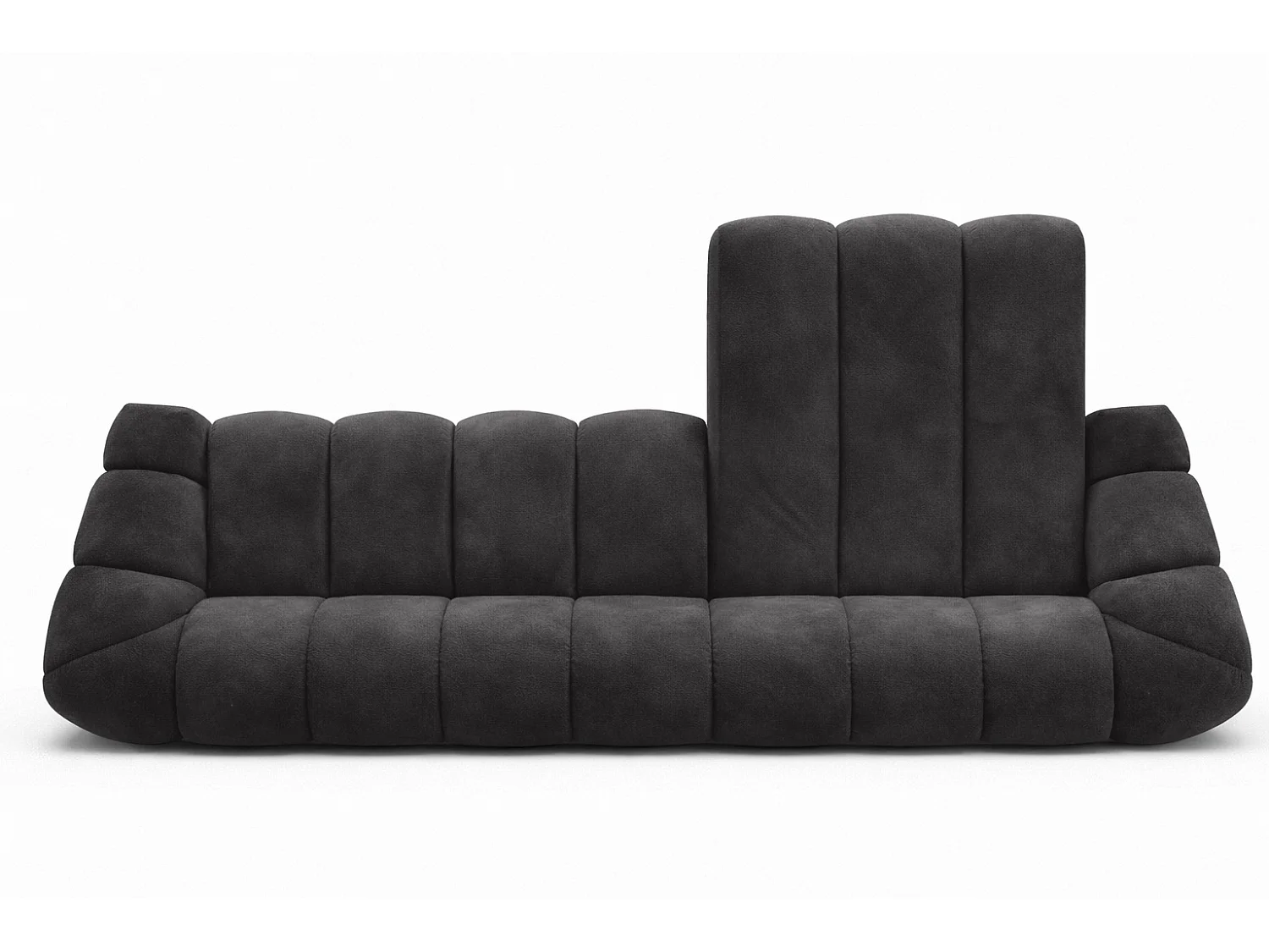 Divano angolare modulare a L, tessuto velluto Bluvel, nero, destra, CROISSANT XL