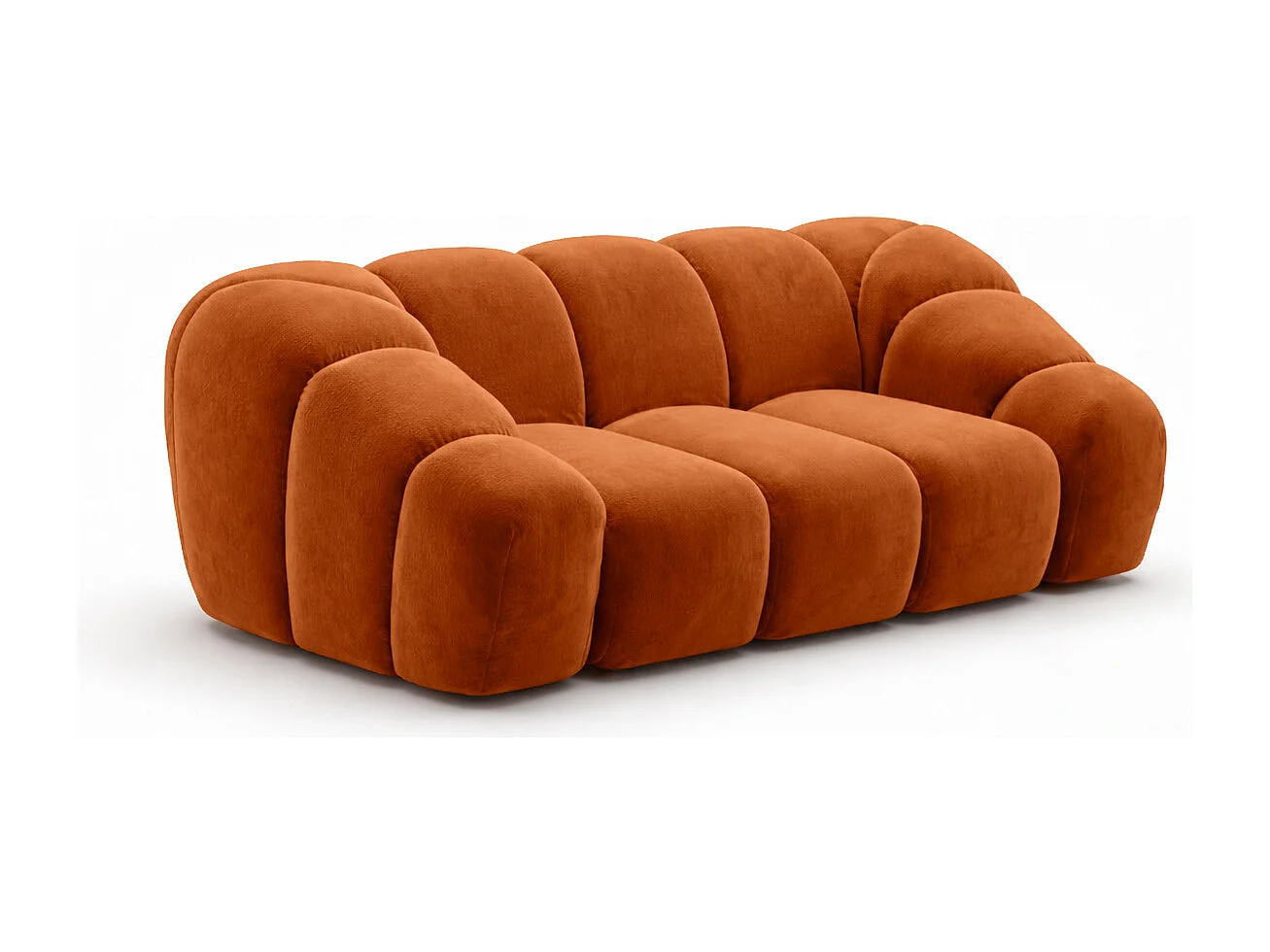 Divano modulare 2 posti, tessuto velluto Bluvel, color cannella, CROISSANT