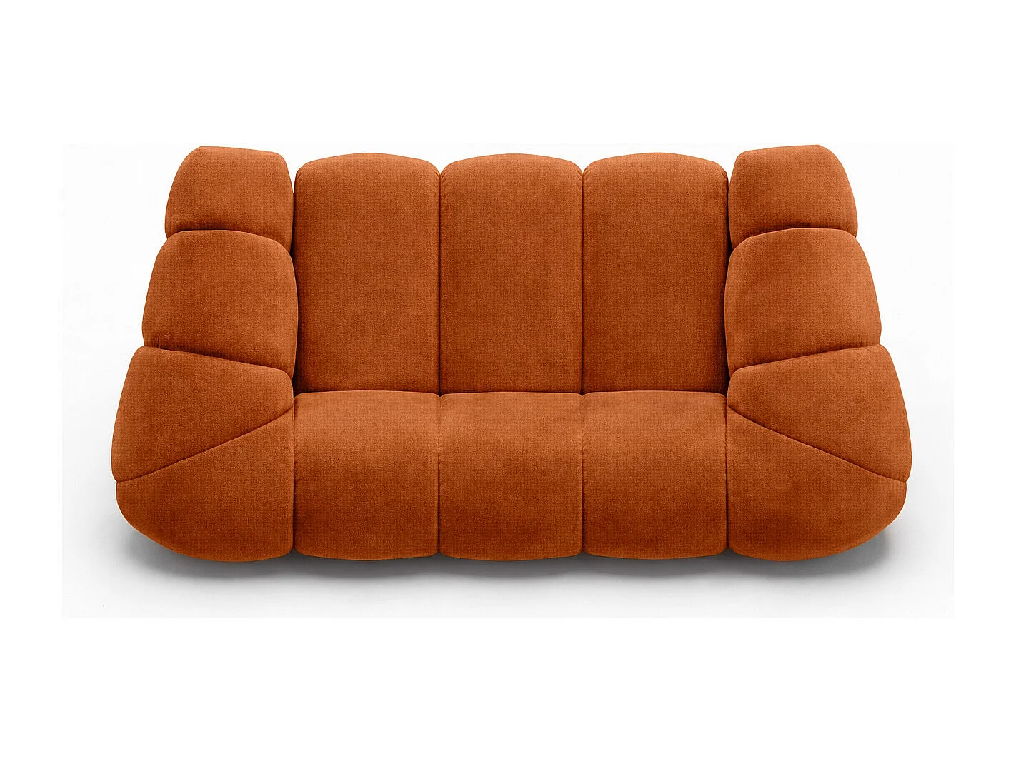 Divano modulare 2 posti, tessuto velluto Bluvel, color cannella, CROISSANT