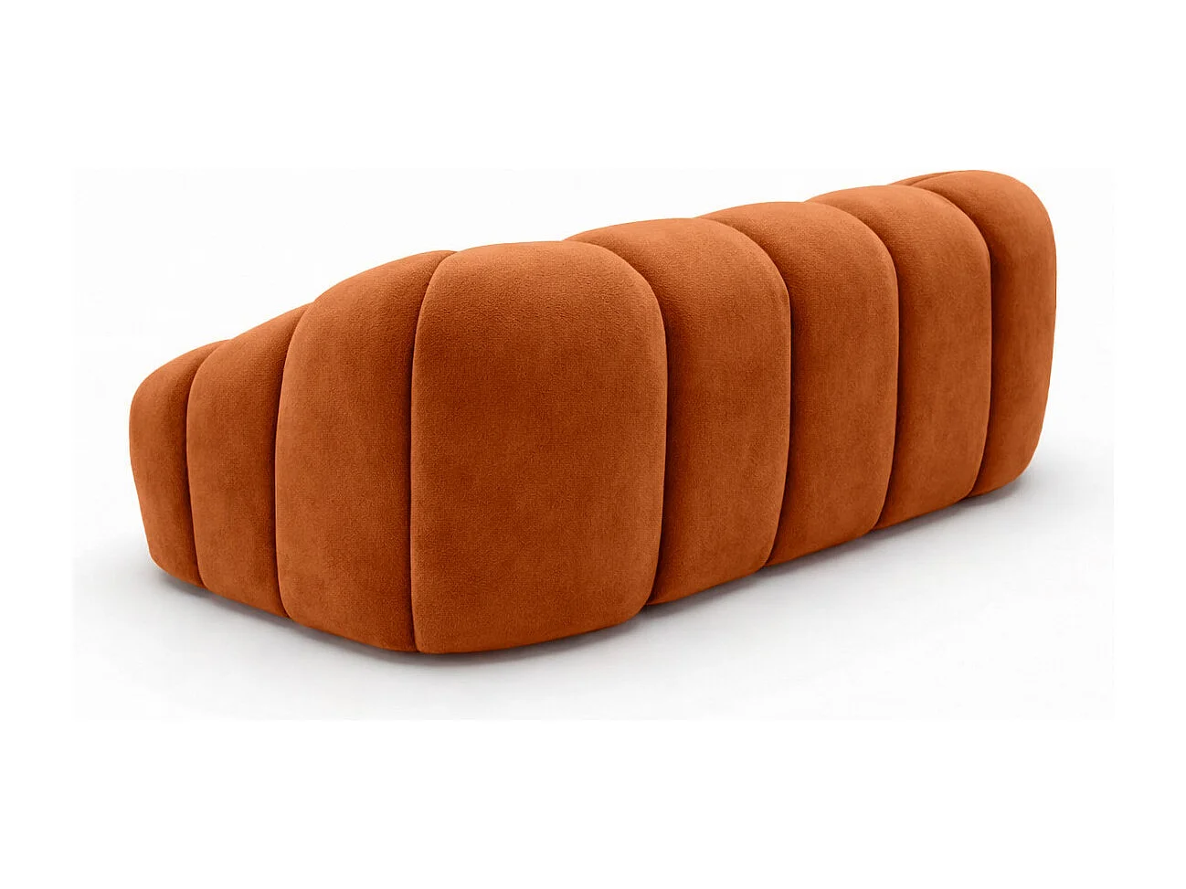 Divano modulare 2 posti, tessuto velluto Bluvel, color cannella, CROISSANT