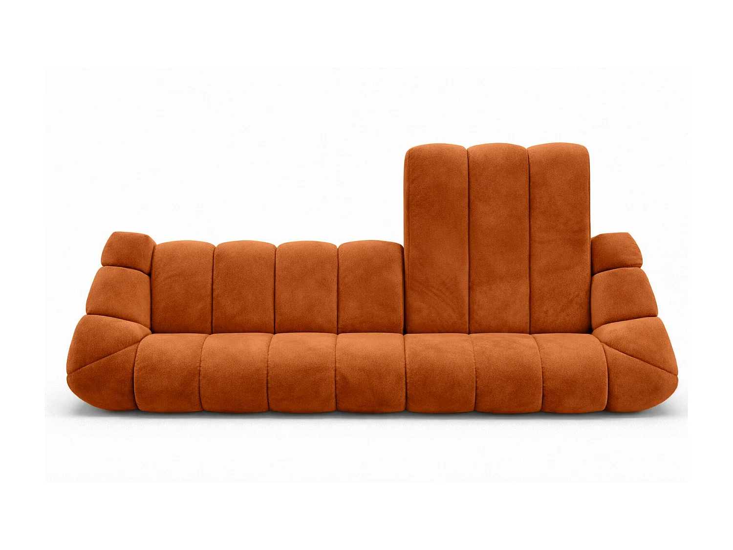 Divano angolare modulare a L, tessuto velluto Bluvel, color cannella, destra, CROISSANT XL