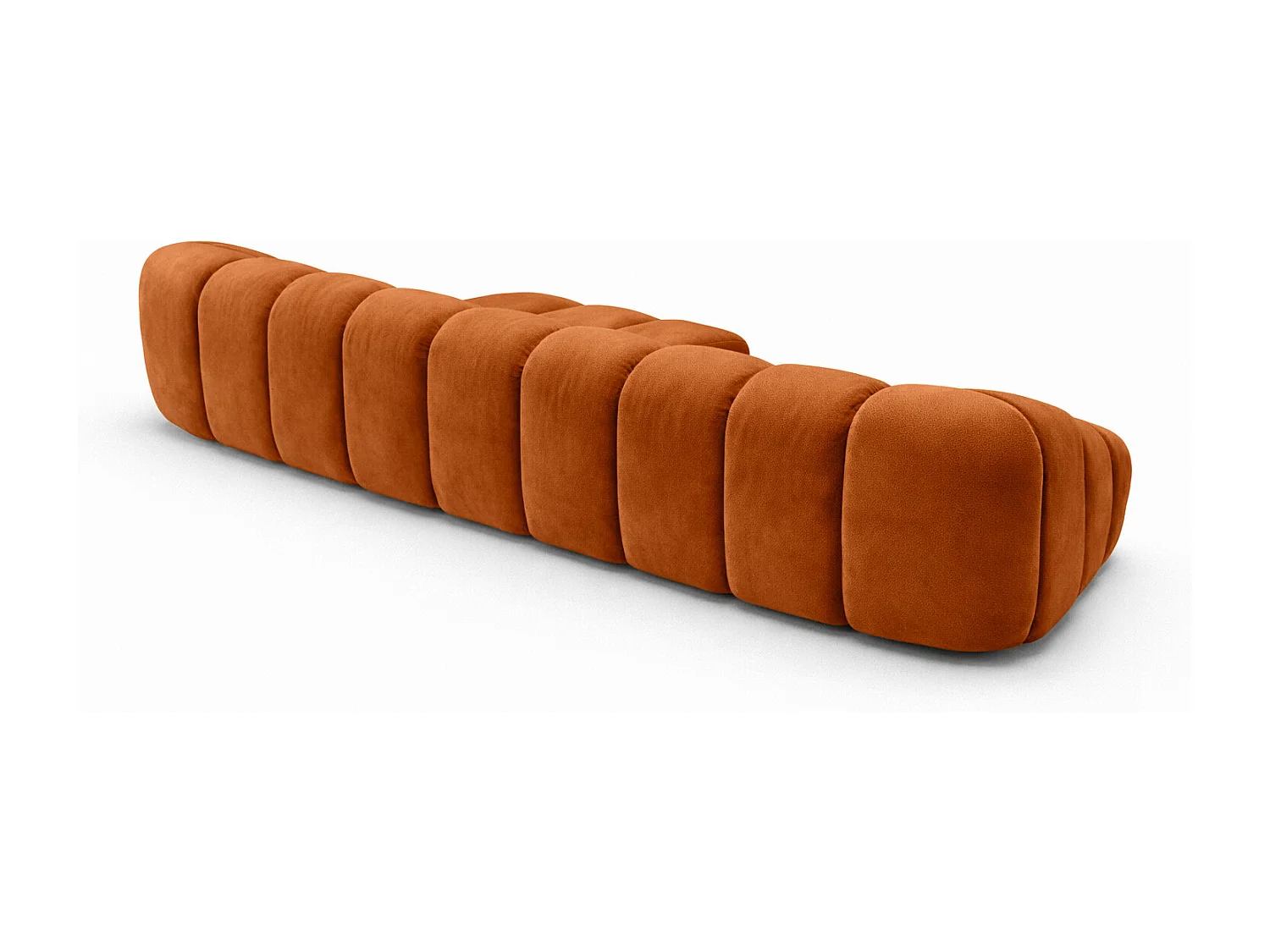 Divano angolare modulare a L, tessuto velluto Bluvel, color cannella, destra, CROISSANT XL