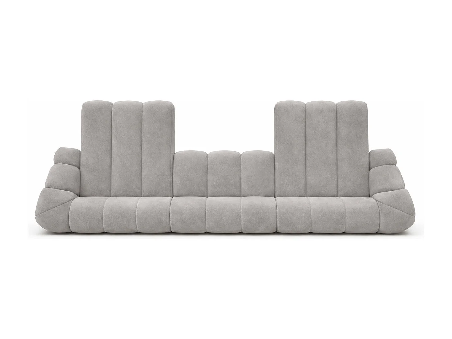 Narożnik modułowy w kształcie U, tkanina welurowa Bluvel, Szary, CROISSANT U