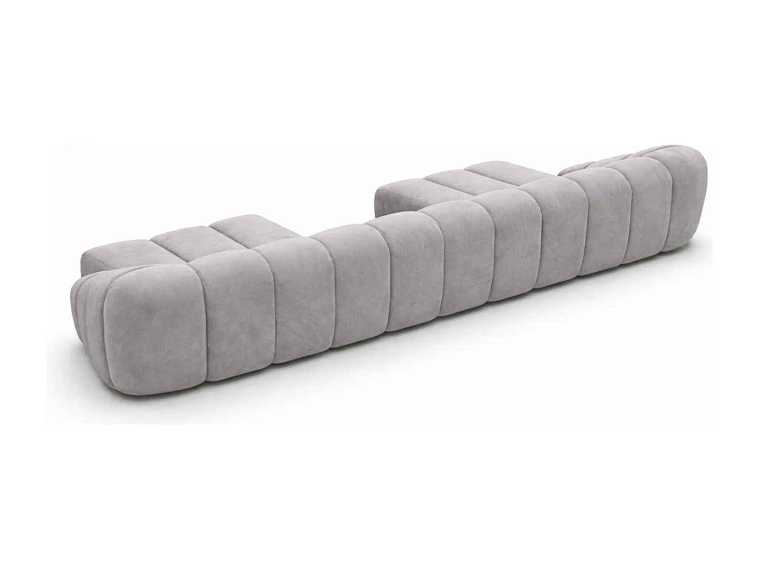 Narożnik modułowy w kształcie U, tkanina welurowa Bluvel, Szary, CROISSANT U