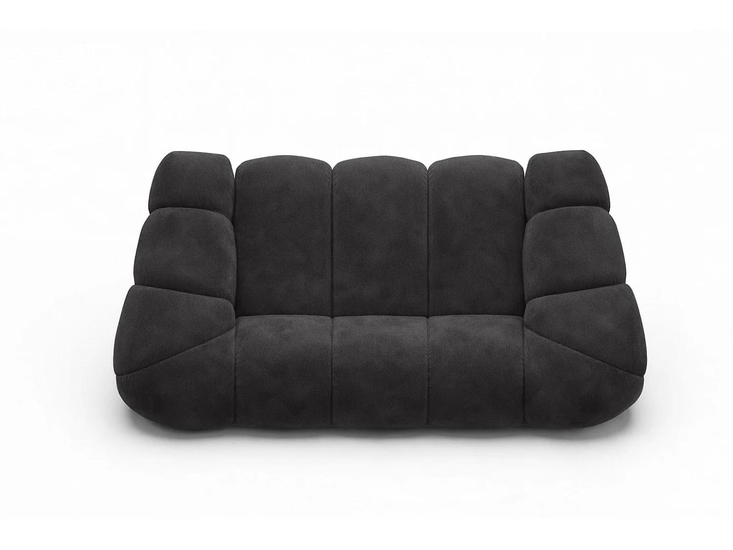 Divano modulare 2 posti, tessuto velluto Bluvel, nero, CROISSANT