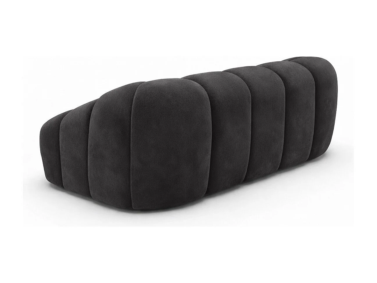 Divano modulare 2 posti, tessuto velluto Bluvel, nero, CROISSANT