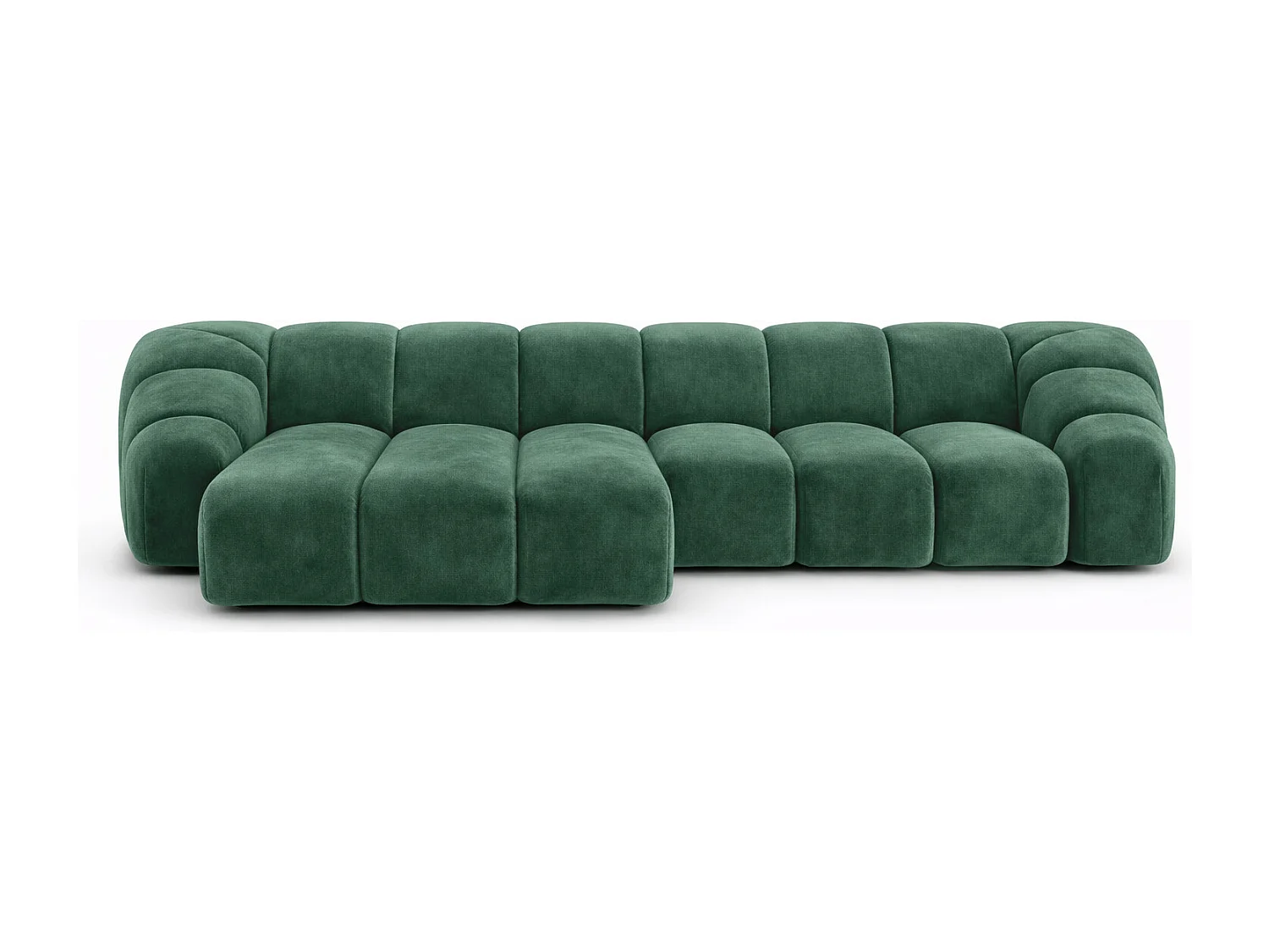 Divano angolare modulare a L, tessuto velluto Bluvel, verde, sinistra, CROISSANT L