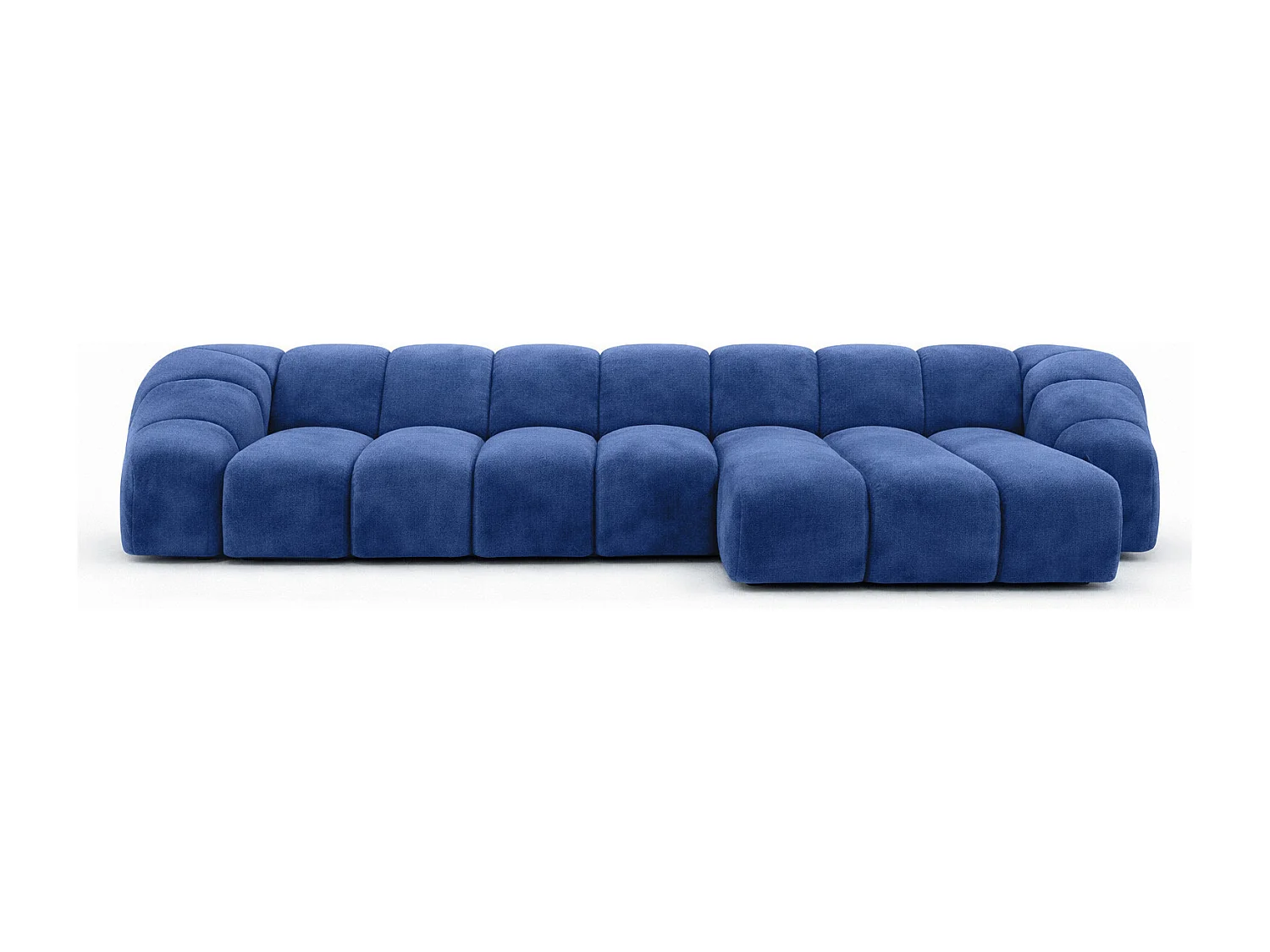 Divano angolare modulare a L, tessuto velluto Bluvel, blu inchiostro, destra, CROISSANT XL