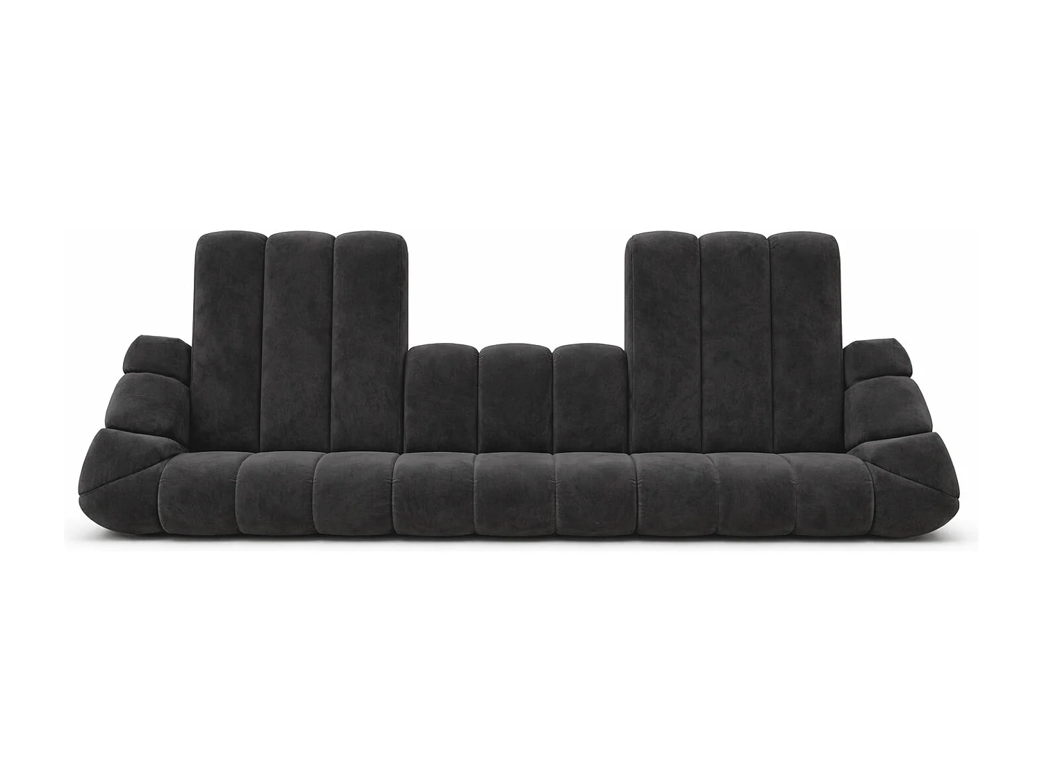 Narożnik modułowy w kształcie U, tkanina welurowa Bluvel, Czarny, CROISSANT U