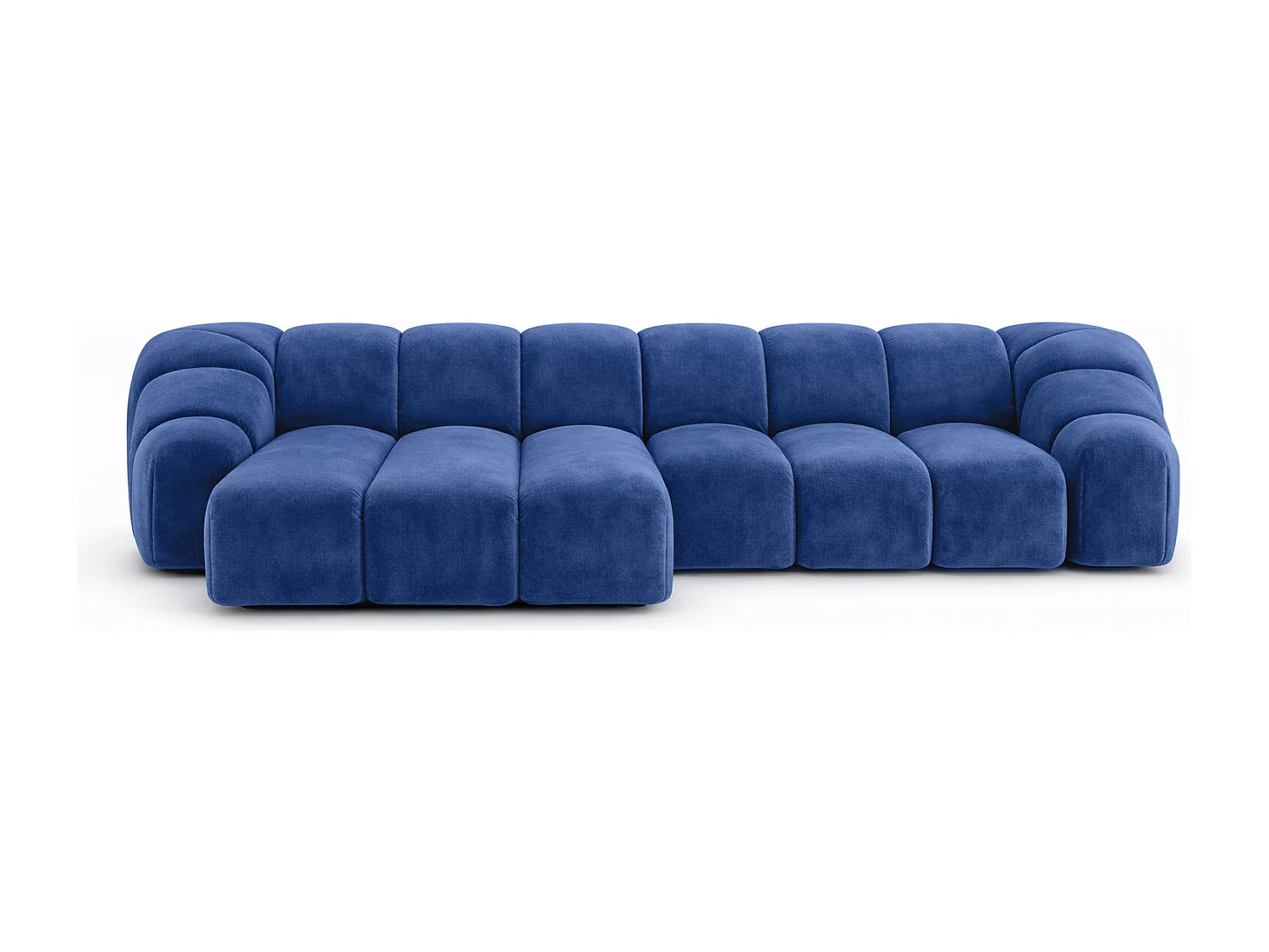 Divano angolare modulare a L, tessuto velluto Bluvel, blu inchiostro, sinistra, CROISSANT L