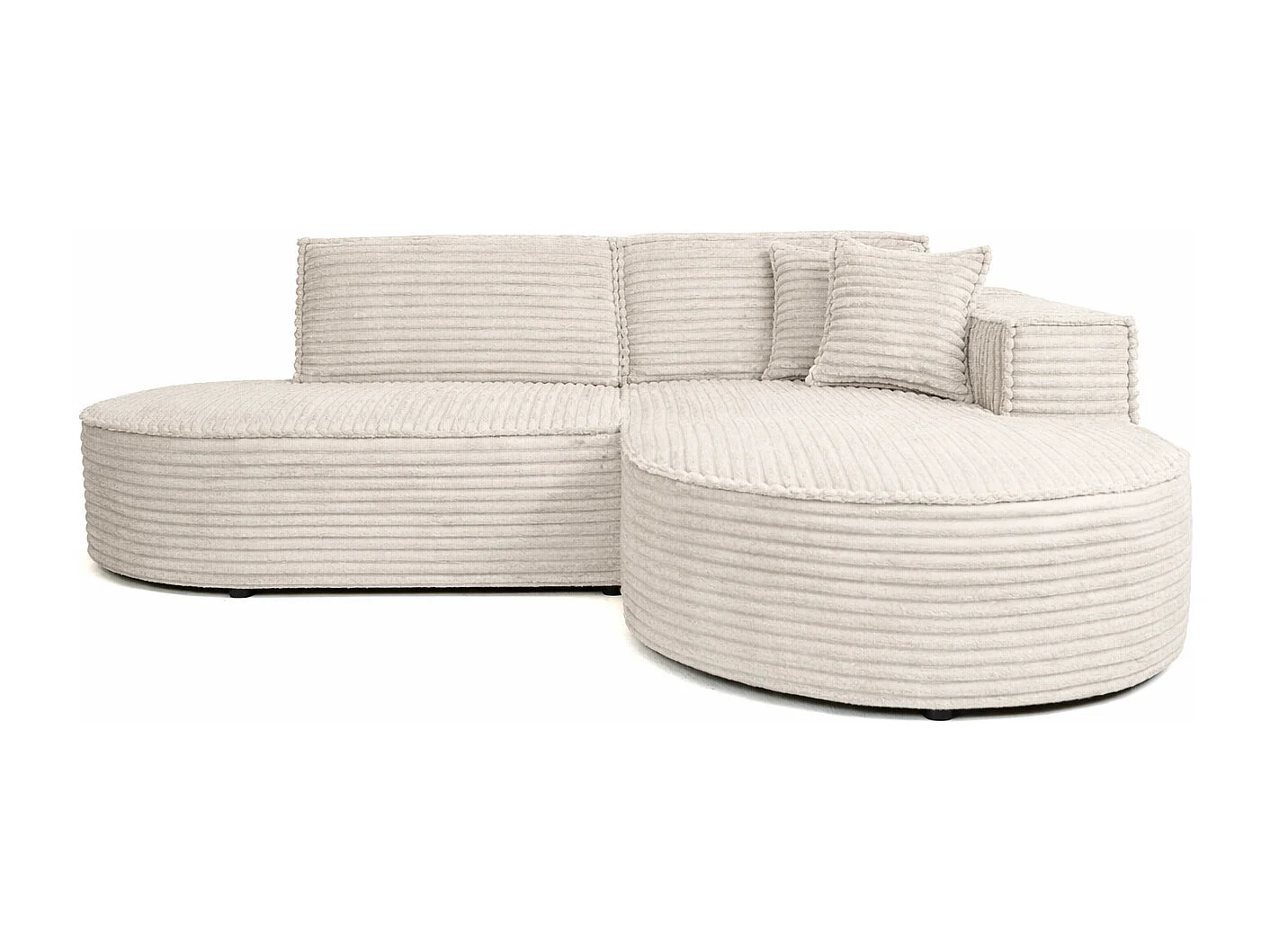 Ecksofa L-Form, Cordstoff Velo, Ecru, Rechts, Modena Studio
