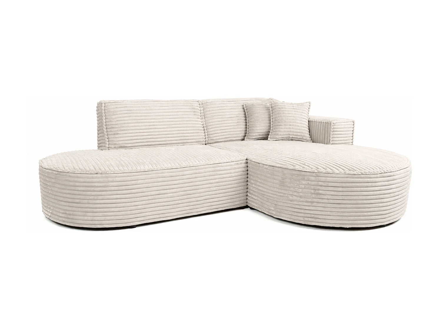 Ecksofa L-Form, Cordstoff Velo, Ecru, Rechts, Modena Studio