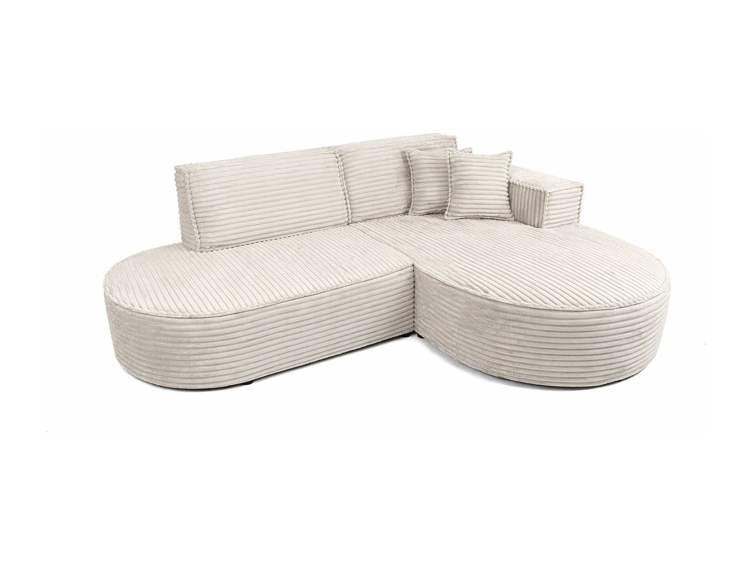 Ecksofa L-Form, Cordstoff Velo, Ecru, Rechts, Modena Studio