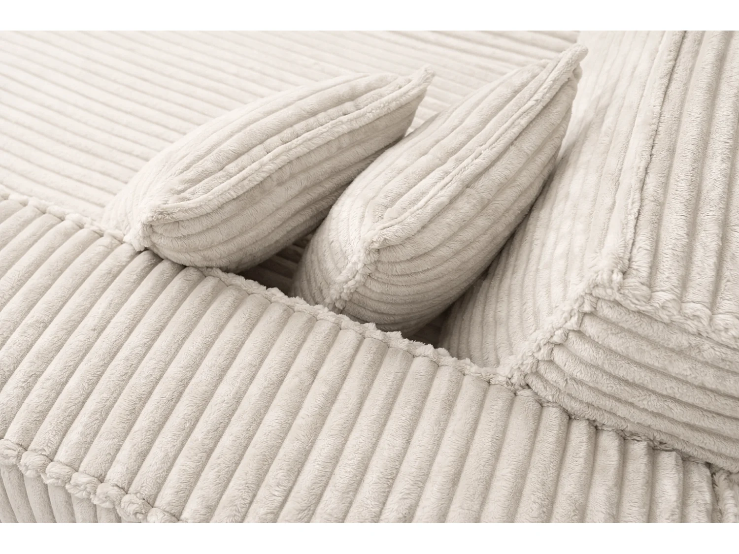 Ecksofa L-Form, Cordstoff Velo, Ecru, Rechts, Modena Studio