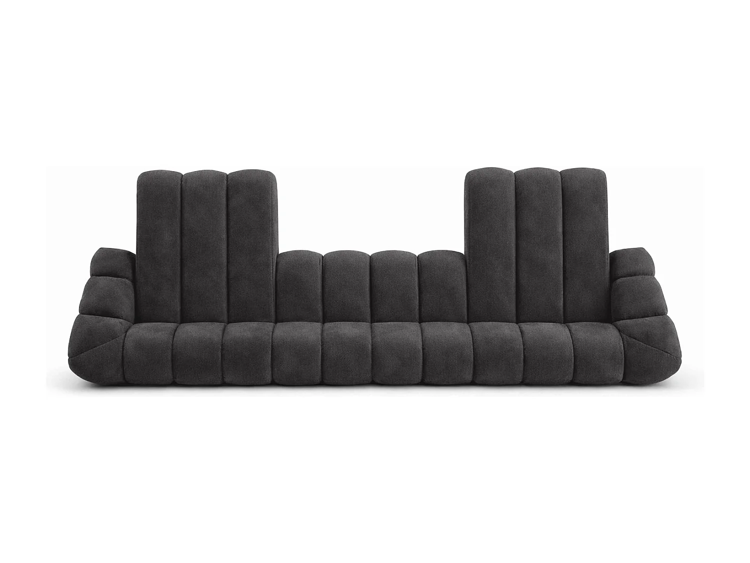 Divano angolare modulare a U, tessuto velluto Bluvel, nero, CROISSANT U XL