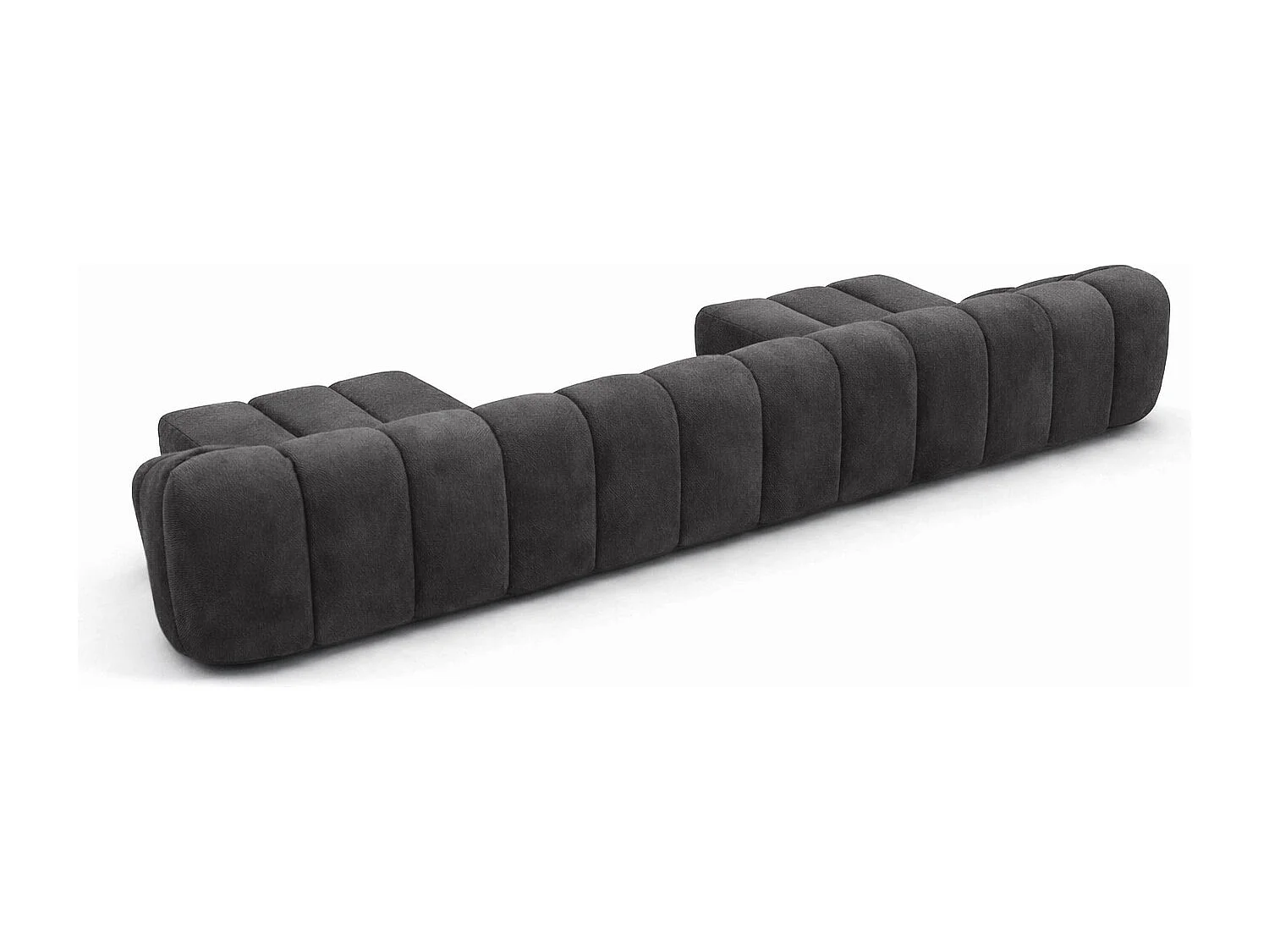 Divano angolare modulare a U, tessuto velluto Bluvel, nero, CROISSANT U XL