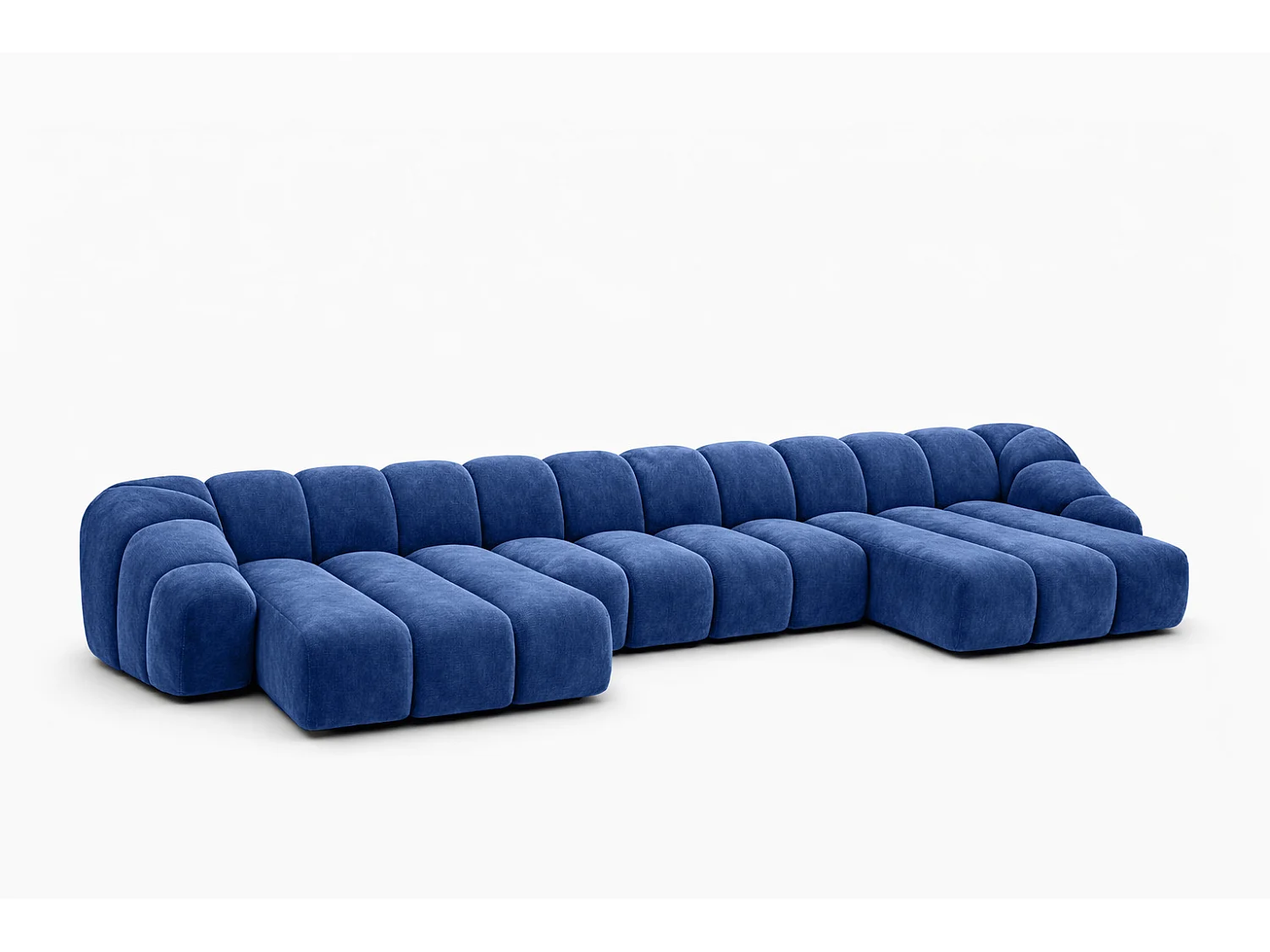 Divano angolare modulare a U, tessuto velluto Bluvel, blu inchiostro, CROISSANT U XL