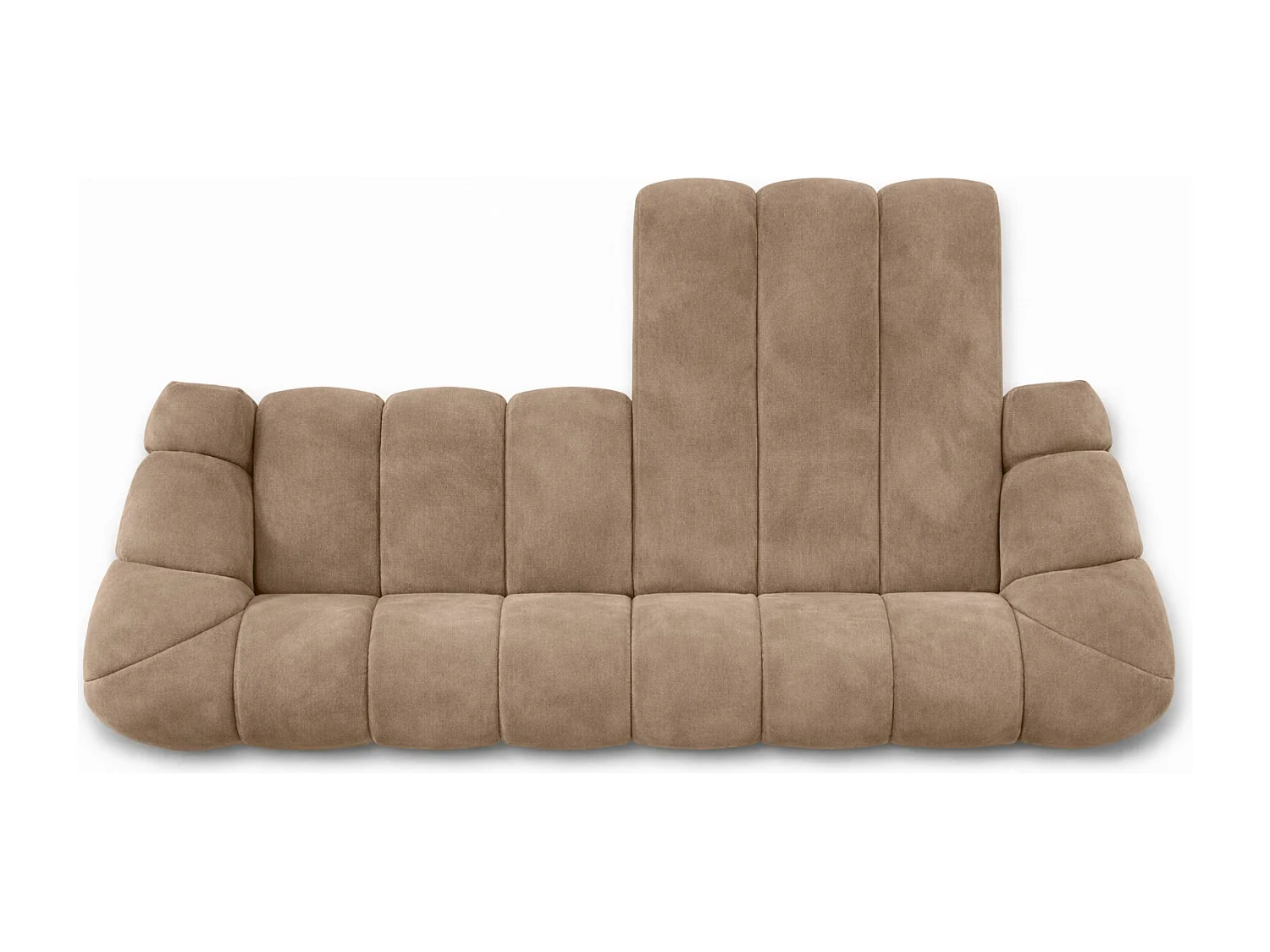 Divano angolare modulare a L, tessuto velluto Bluvel, latte, destra, CROISSANT L