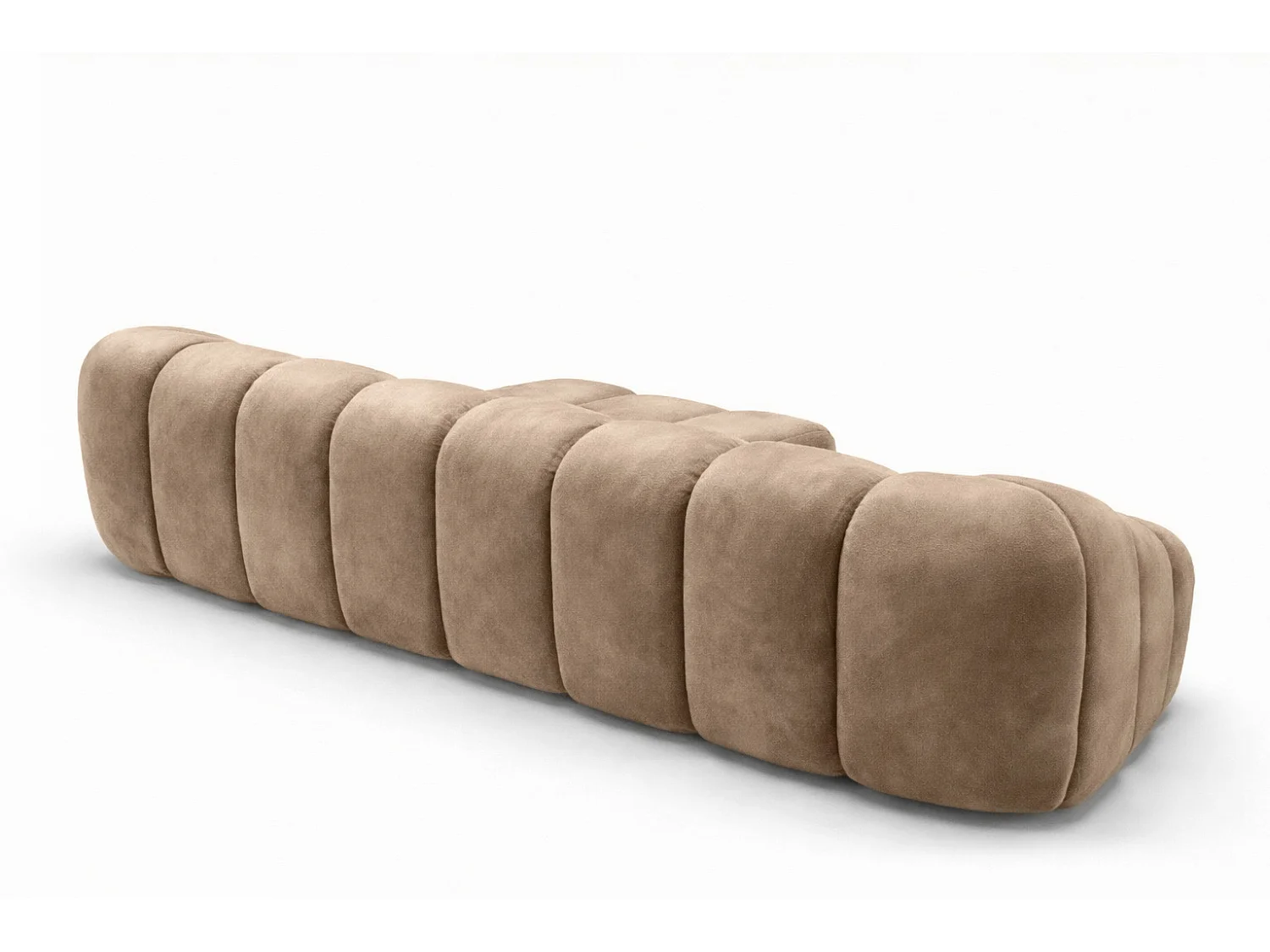 Divano angolare modulare a L, tessuto velluto Bluvel, latte, destra, CROISSANT L