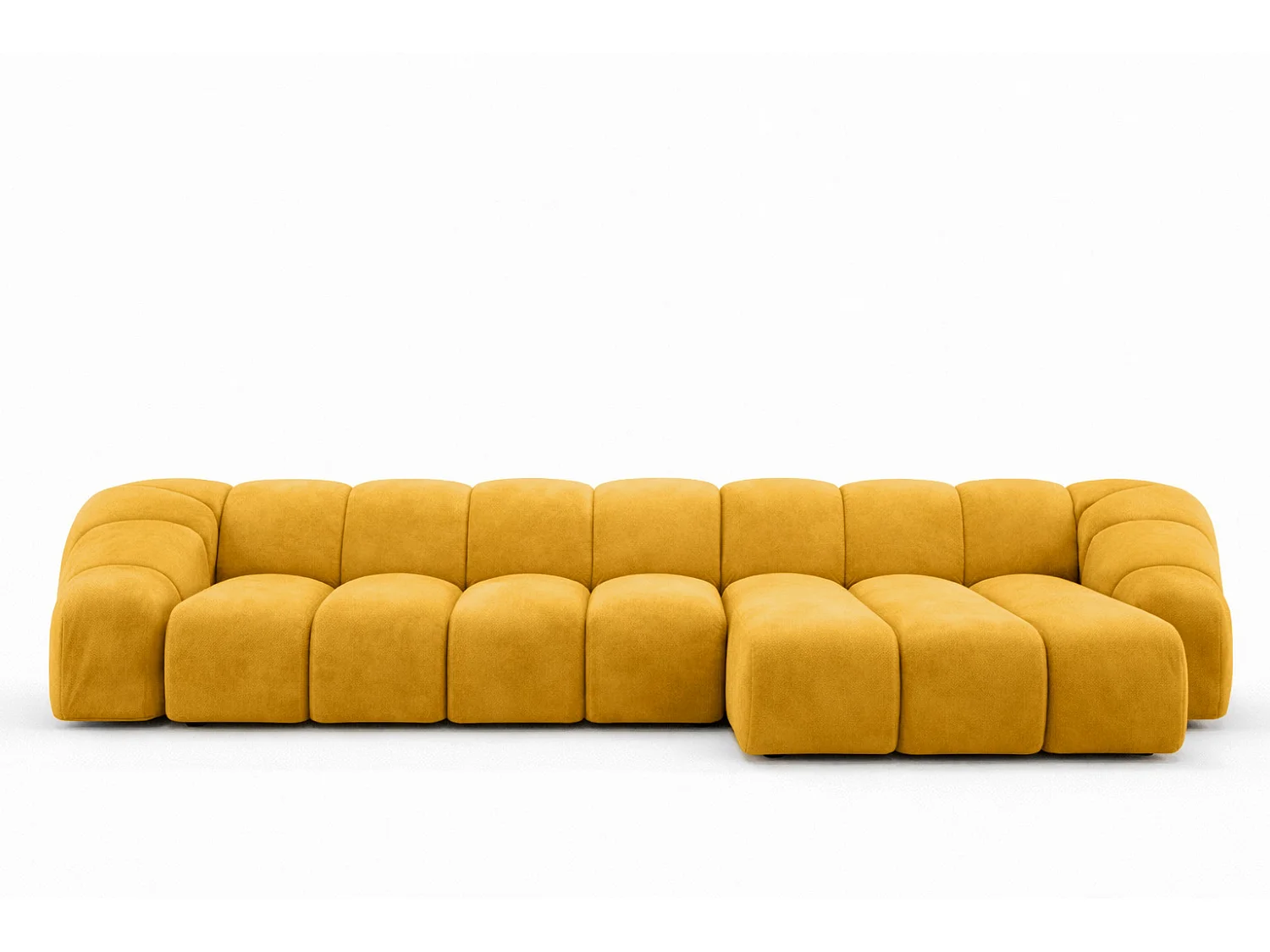 Divano angolare modulare a L, tessuto velluto Bluvel, dorato, destra, CROISSANT XL