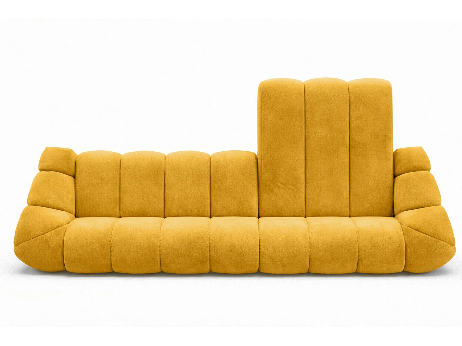 Divano angolare modulare a L, tessuto velluto Bluvel, dorato, destra, CROISSANT XL