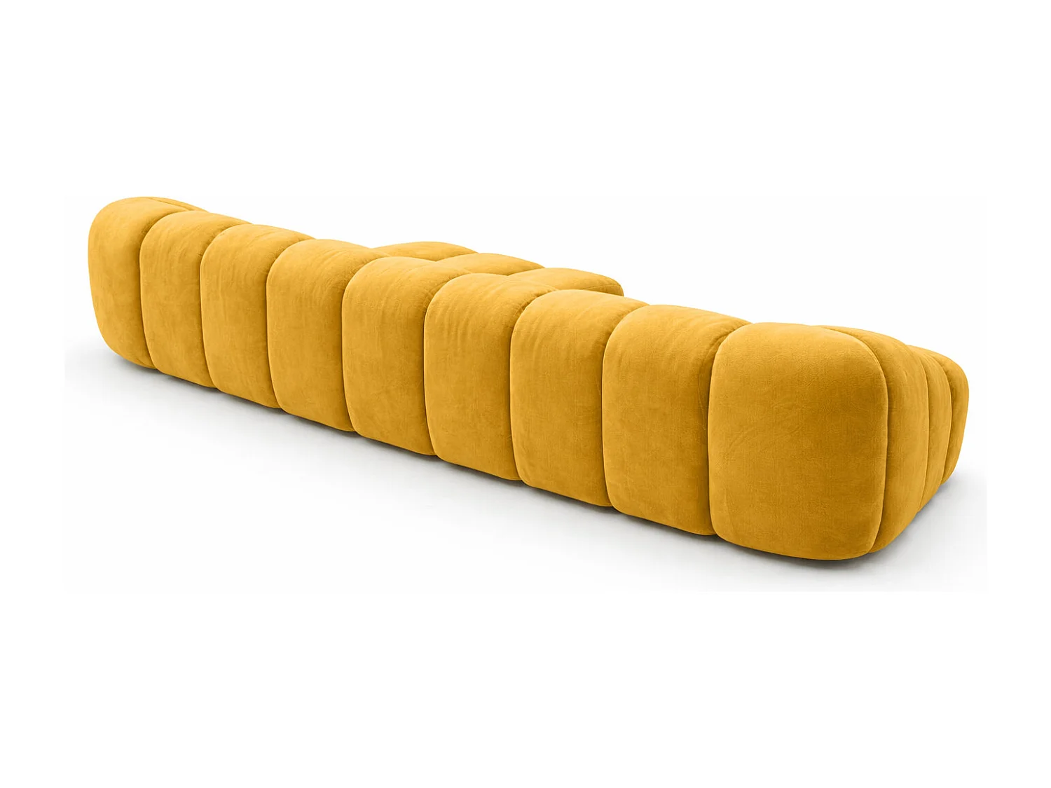 Divano angolare modulare a L, tessuto velluto Bluvel, dorato, destra, CROISSANT XL