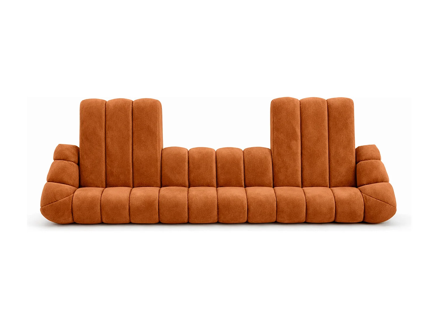 Divano angolare modulare a U, tessuto velluto Bluvel, color cannella, CROISSANT U XL