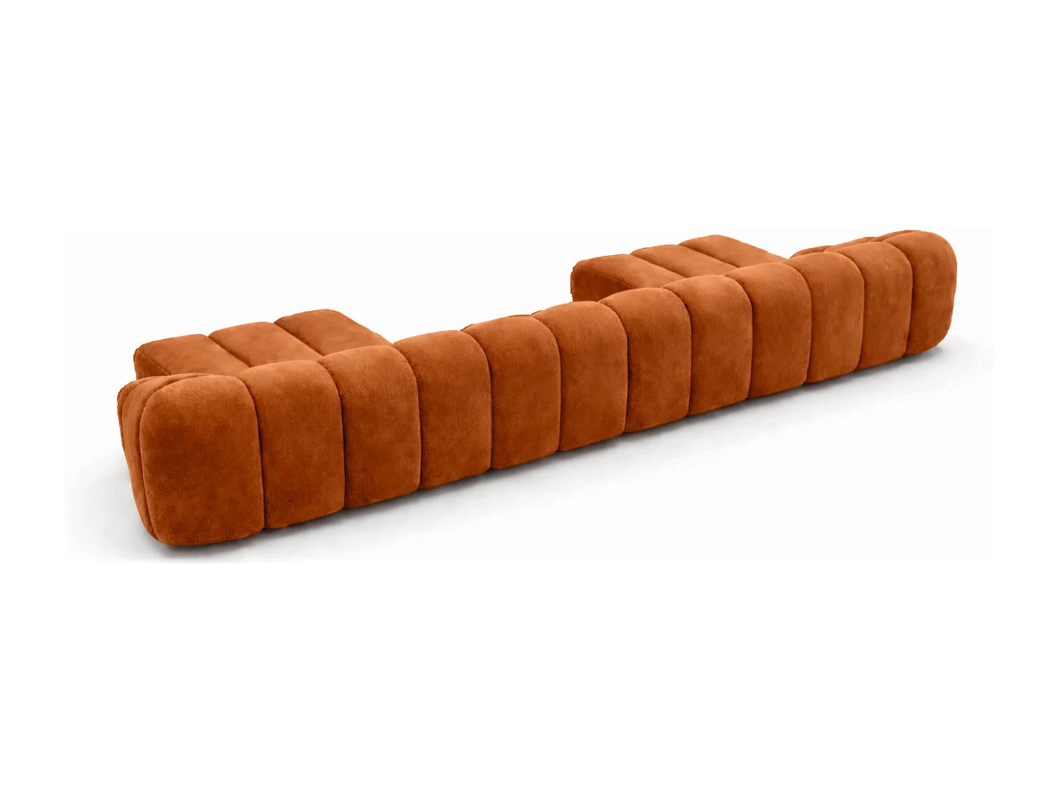 Divano angolare modulare a U, tessuto velluto Bluvel, color cannella, CROISSANT U XL