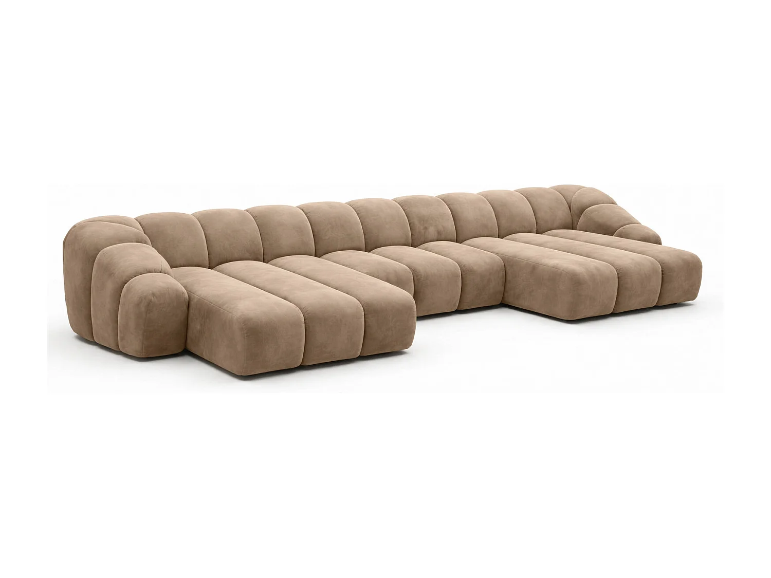 Narożnik modułowy w kształcie U, tkanina welurowa Bluvel, Latte, CROISSANT U